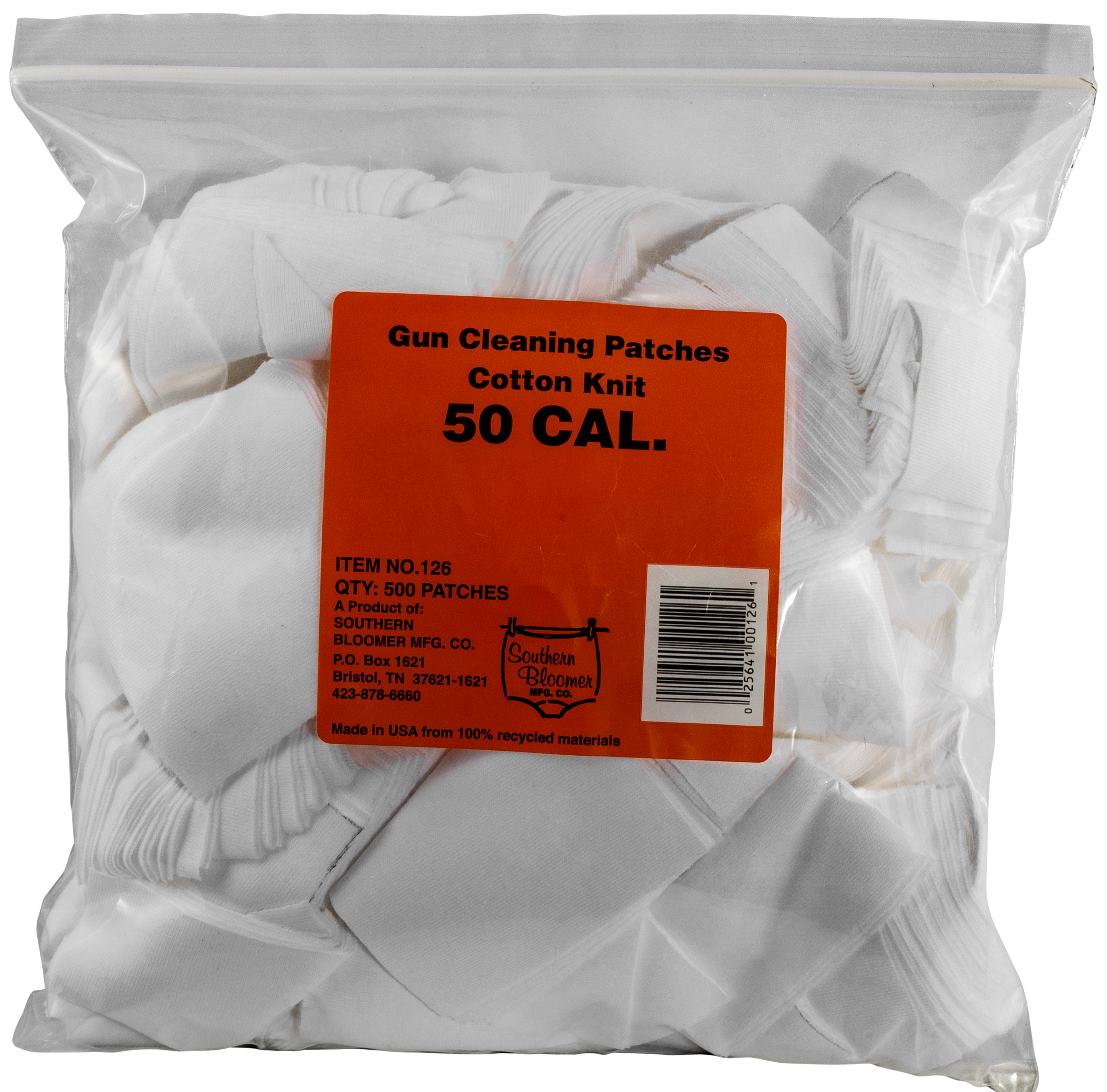 Southern Bloomer 126 Cleaning Patches.50 Cal Cotton 500 Bag