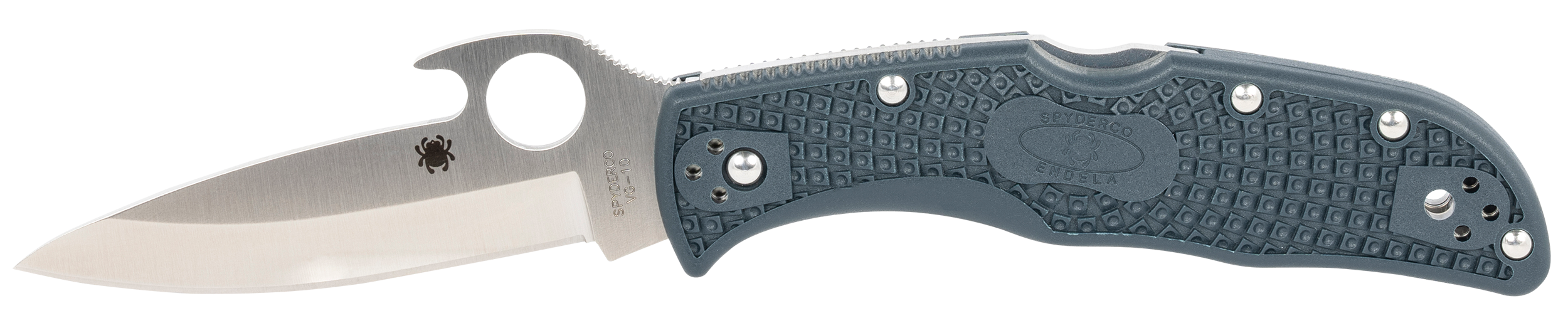 Spyderco C243PGYW Endela Lightweight 3.41" Folding Clip Point Plain VG-10 SS Blade Blue/Gray FRN Handle Includes Pocket Clip
