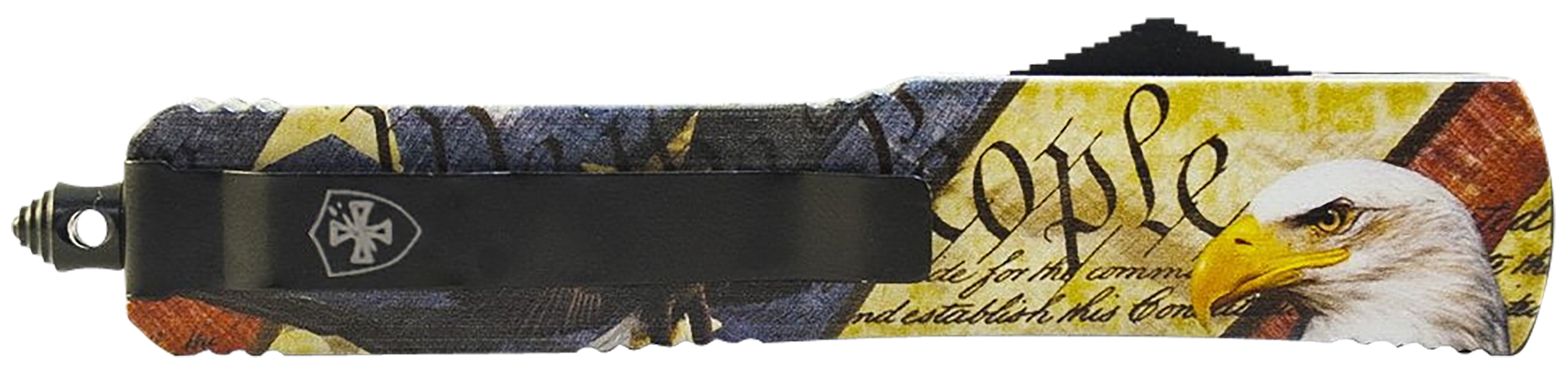 Templar Knife SEG332 Eagle Gen II Small 2.69" OTF Drop Point Plain Powder Coated 440C SS Blade/4.31" Eagle w/"We The People" Aluminum Handle Features Glass Breaker Includes Pocket Clip/Sheath