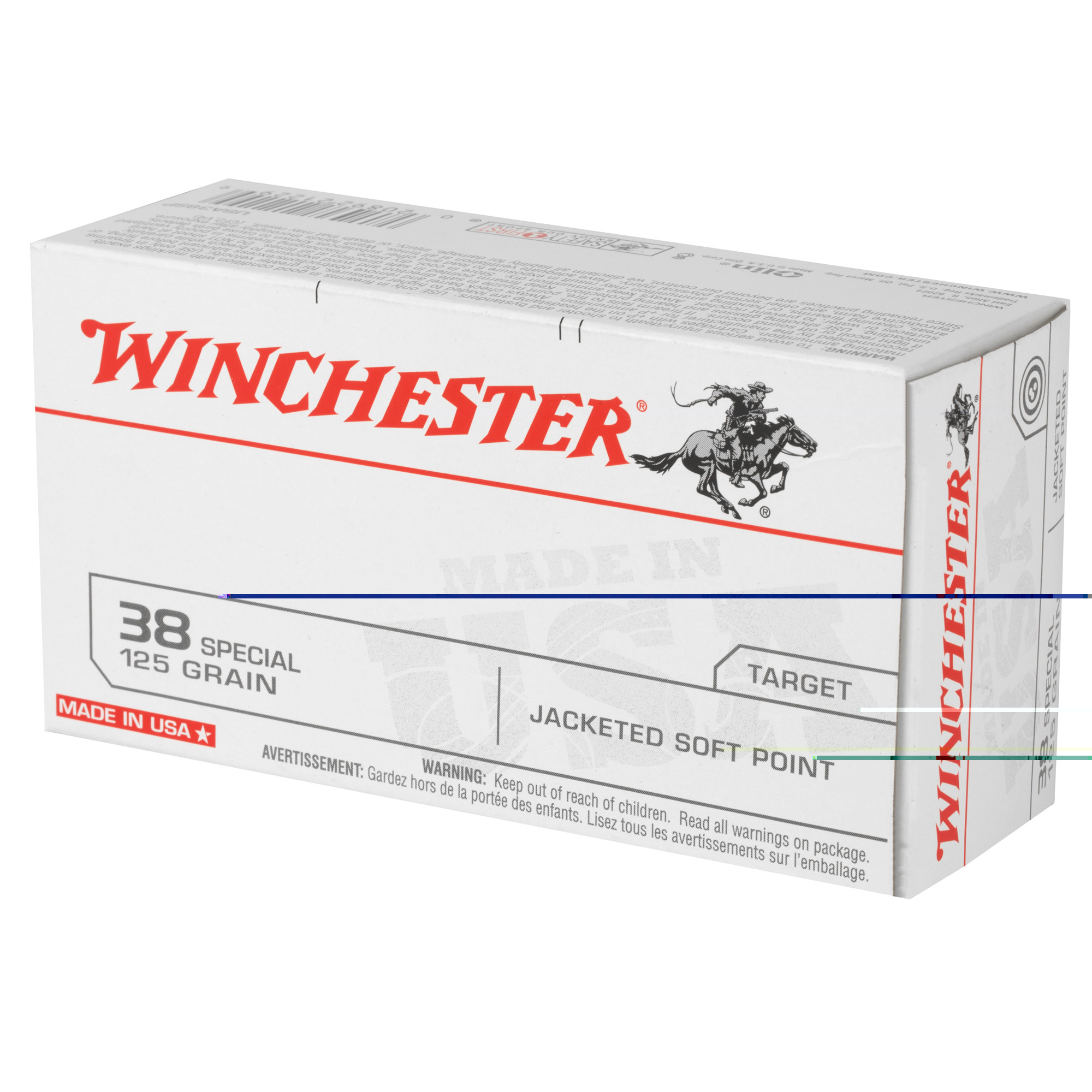 Winchester Ammo USA38SP USA Target 38 Special 125 gr Jacketed Soft Point (JSP) 50rd Bx