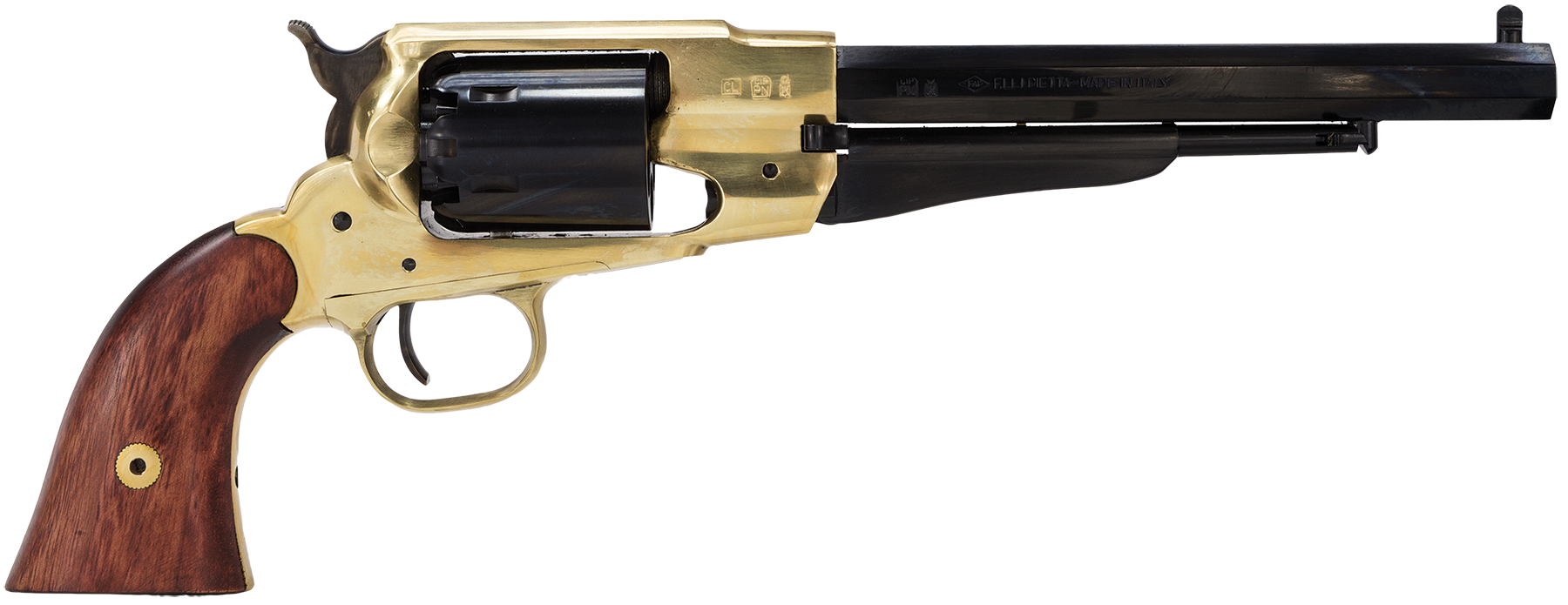 Pietta 1858 Remington Black Powder Revolver 44 Caliber 8" Barrel Brass Frame Blue