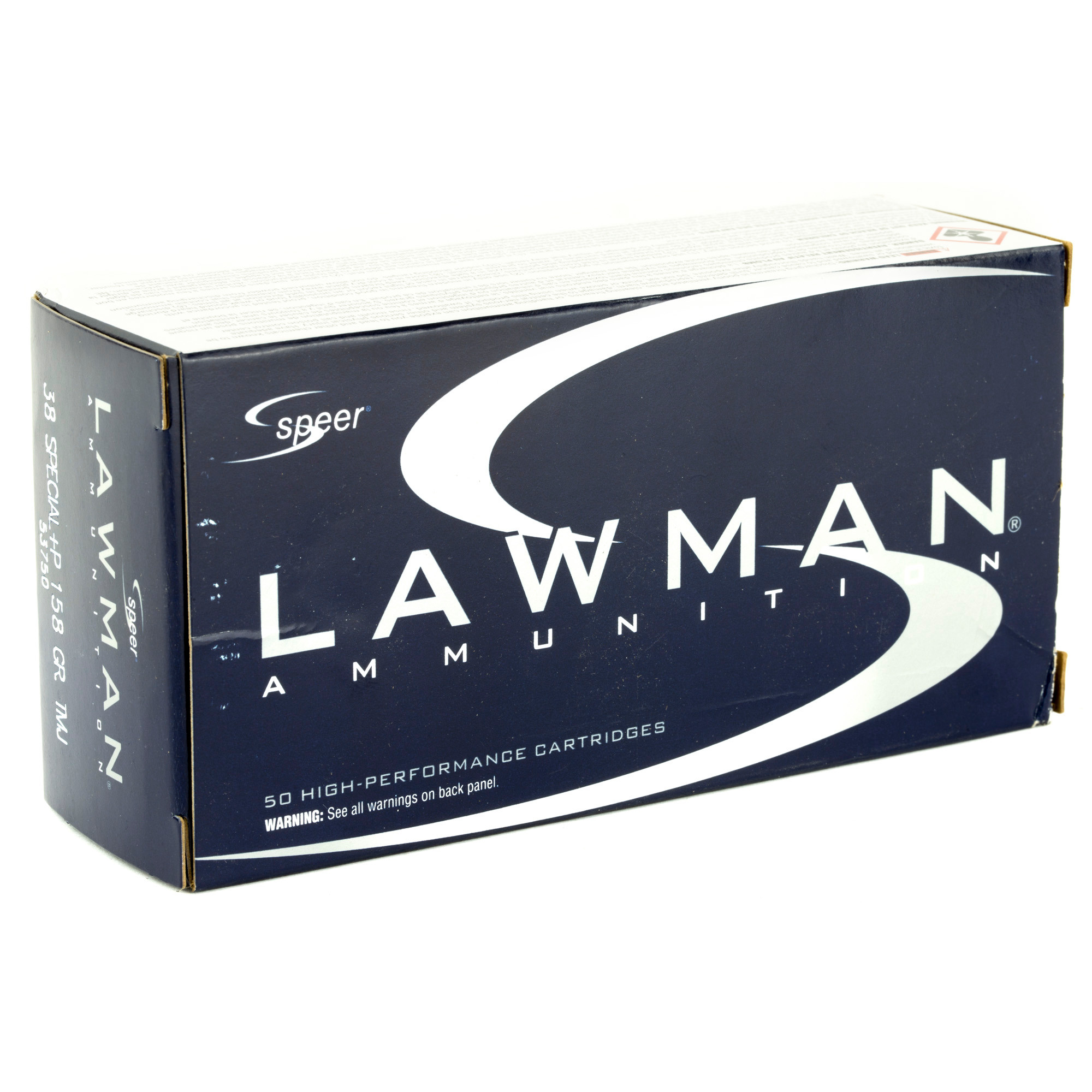 Speer 53750 Lawman Training 38 Special +P 158 gr 900 fps Total Metal Jacket Round Nose (TMJRN) 50 Bx/20 Cs