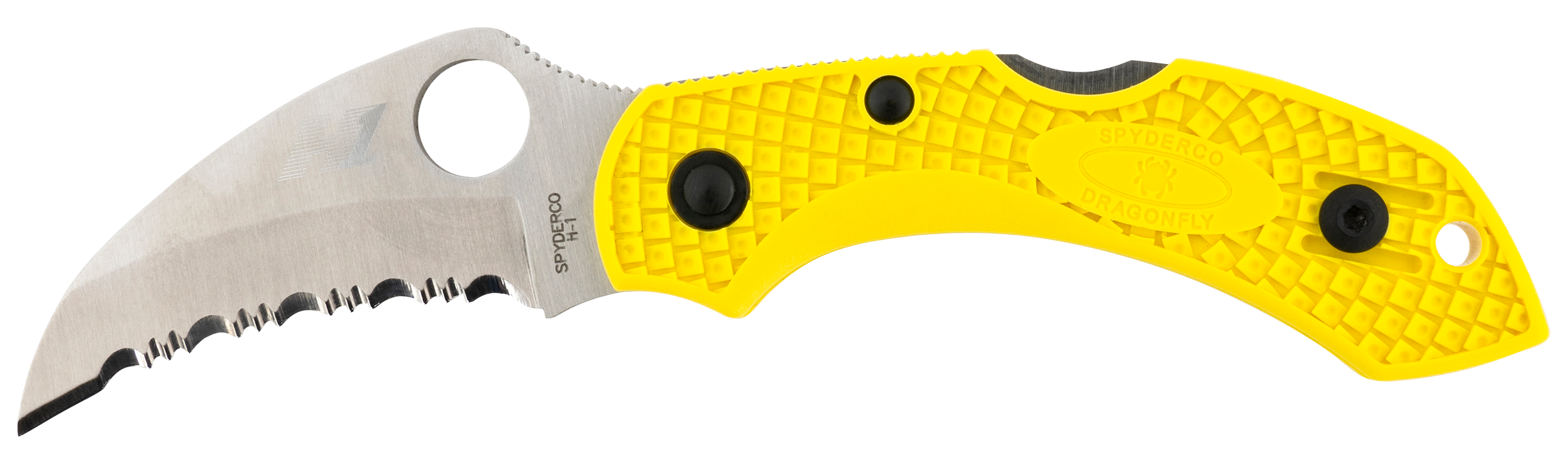 Spyderco C28SYL2HB Dragonfly 2 Salt 2.30" Folding Hawkbill Serrated H1 Steel Blade Yellow FRN Handle Includes Pocket Clip
