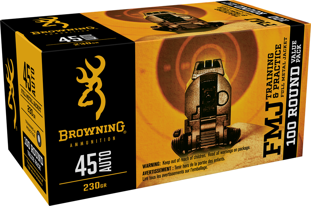 Browning Ammo B191800454 BPT Performance Target 45 ACP 230 gr FMJ100 Per Box/ 5 Cs