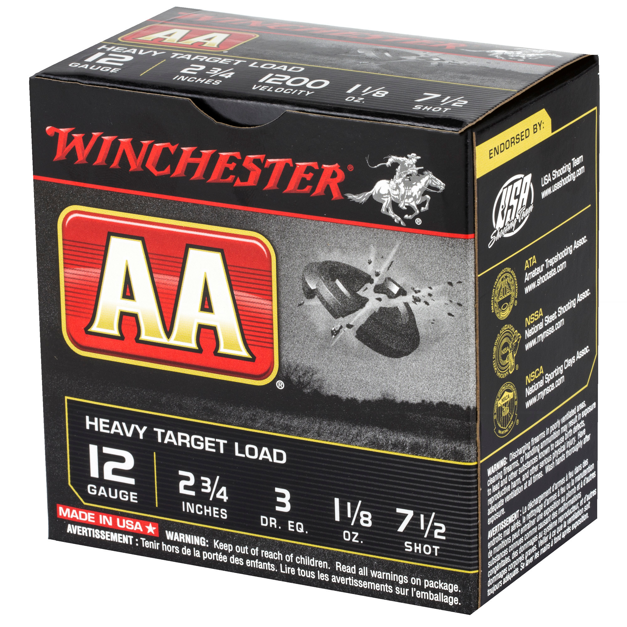 Winchester Ammo AAM127 AA Heavy Target 12 Gauge 2.75" 1 1/8 oz 1200 fps 7.5 Shot 25ea