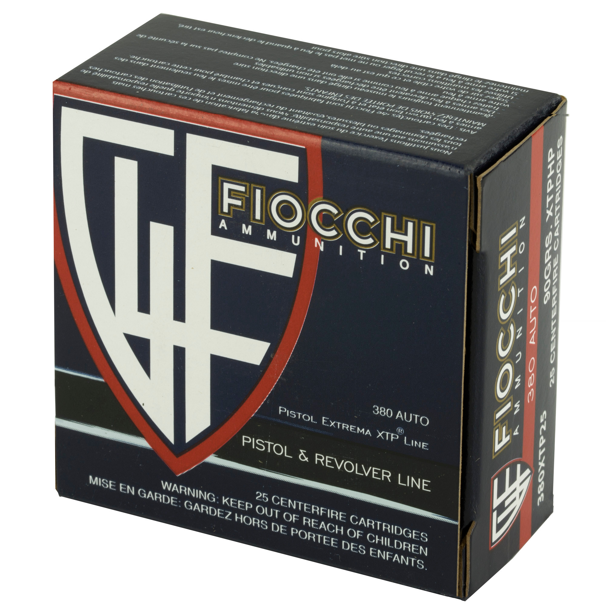 Fiocchi 380XTP25 Hyperformance Defense 380 ACP 90 gr Hornady XTP Hollow Point 25 Per Box/ 20 Cs