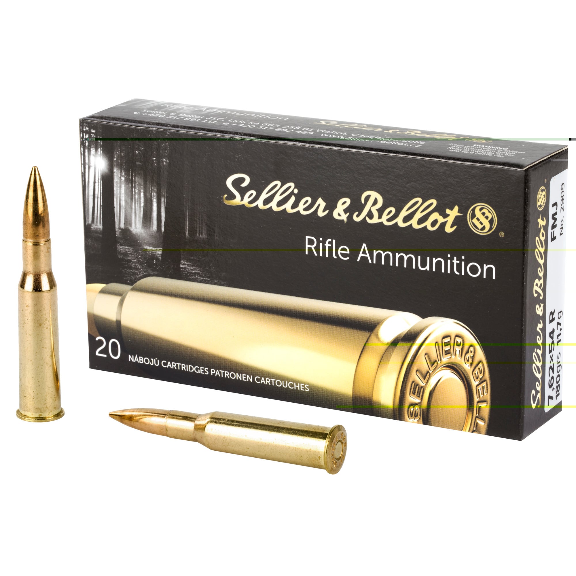 Sellier & Bellot Ammunition 7.62x54mm Rimmed Russian 180 Grain Full Metal Jacket 20RD