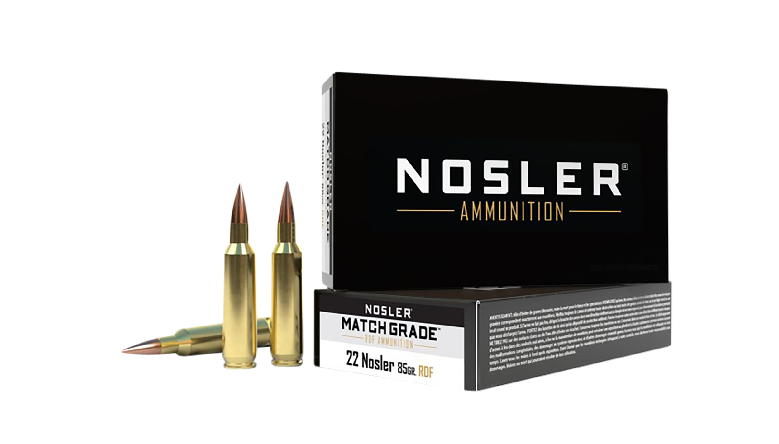 Nosler Match Grade Ammunition 22 Nosler 85 Grain RDF Hollow Point Boat Tail 20RD