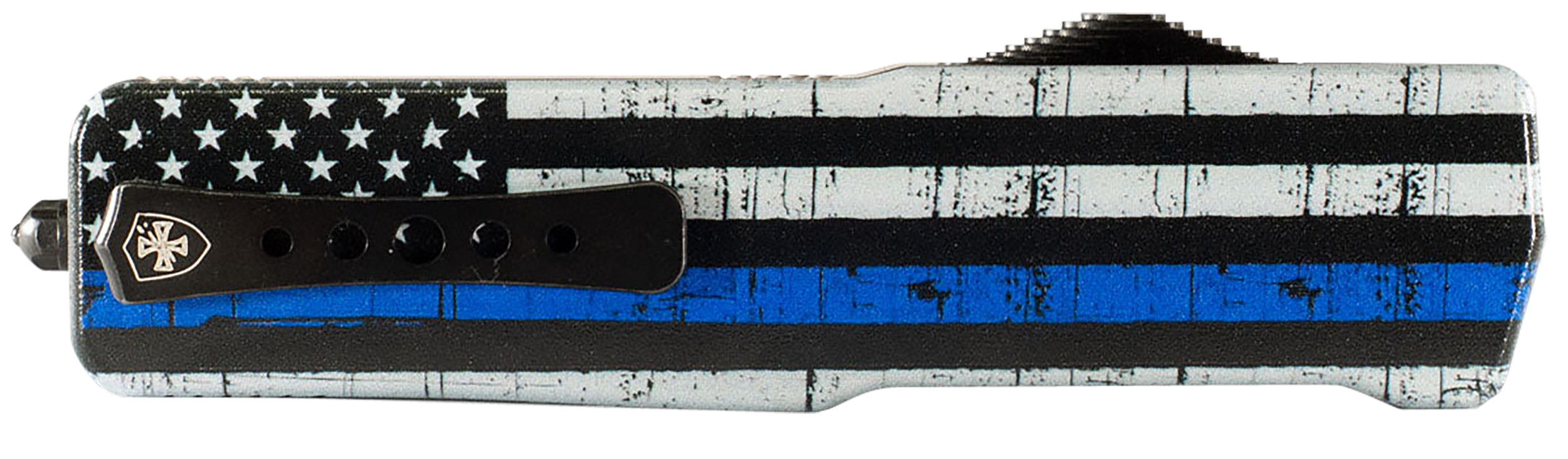 Templar Knife MABTB12 Premium Lightweight Slim 3.16" OTF Dagger Plain Black Oxide Stonewashed Powdered D2 Steel Blade/4.93" Black & White w/Blue Line Anodized Aluminum Handle