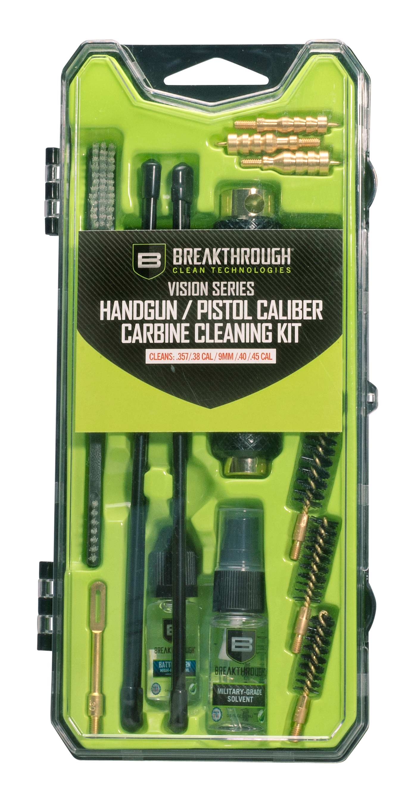 Breakthrough Clean BTCCCHGPCC Vision Series Cleaning Kit Multi-Caliber Handgun, Nylon Bristles, 15 Pieces, Plastic Case