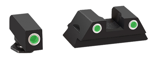 AmeriGlo GL430 Classic Tritium Sight Set for GlockBlack | Green Tritium White Outline Front and Rear