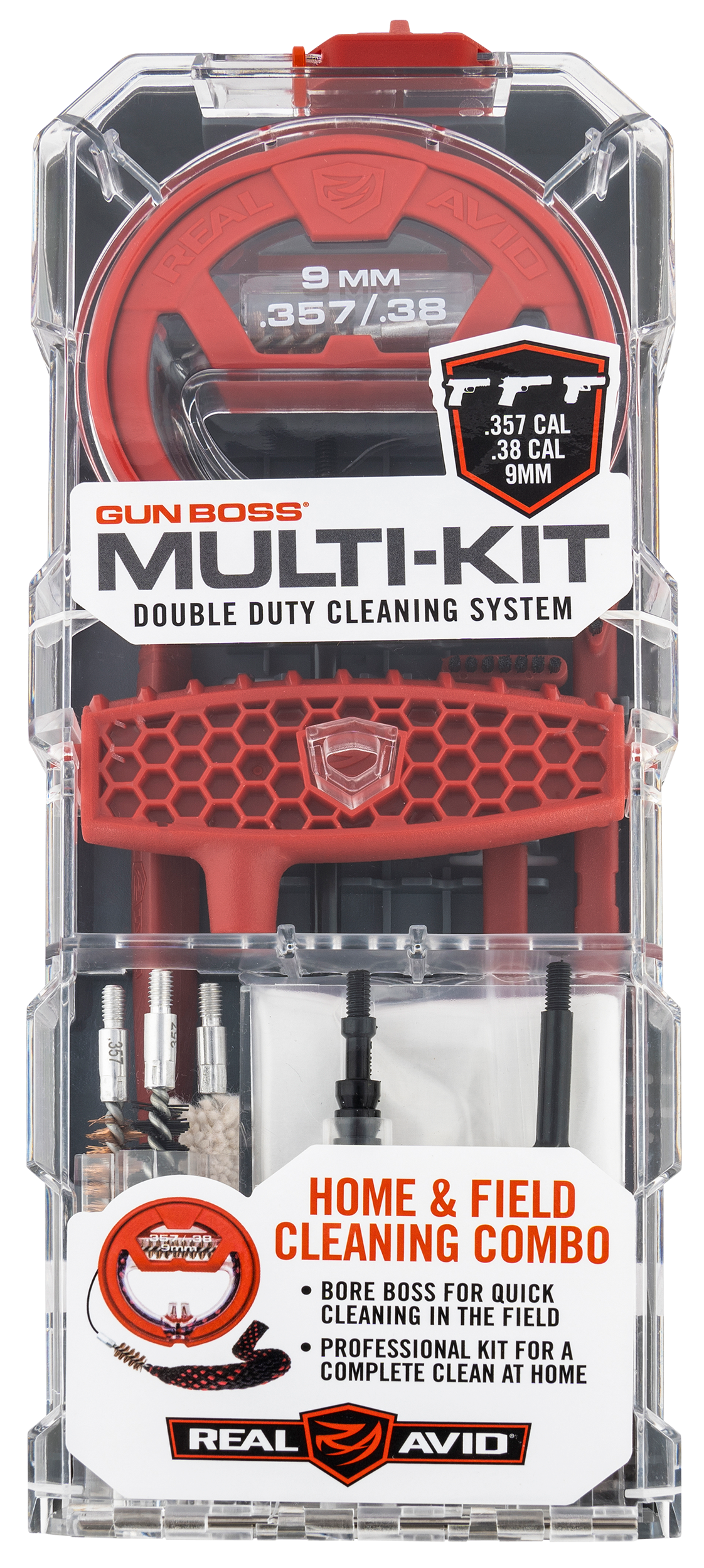 Real Avid AVGBMK9MM Gun Boss Multi-Kit 9mm 357 Mag 38 Cal Pistol Plastic Box Case