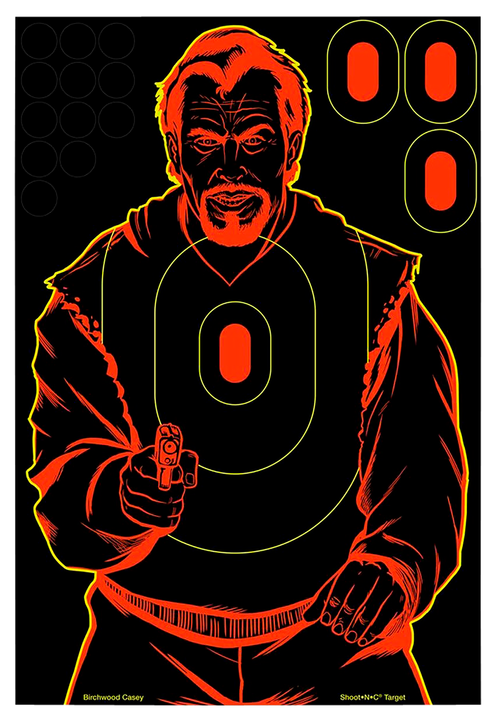 Birchwood Casey 34643 Shoot-N-C Bad Guy Self-Adhesive Paper Pistol Black/Red Silhouette 100 Per Pkg