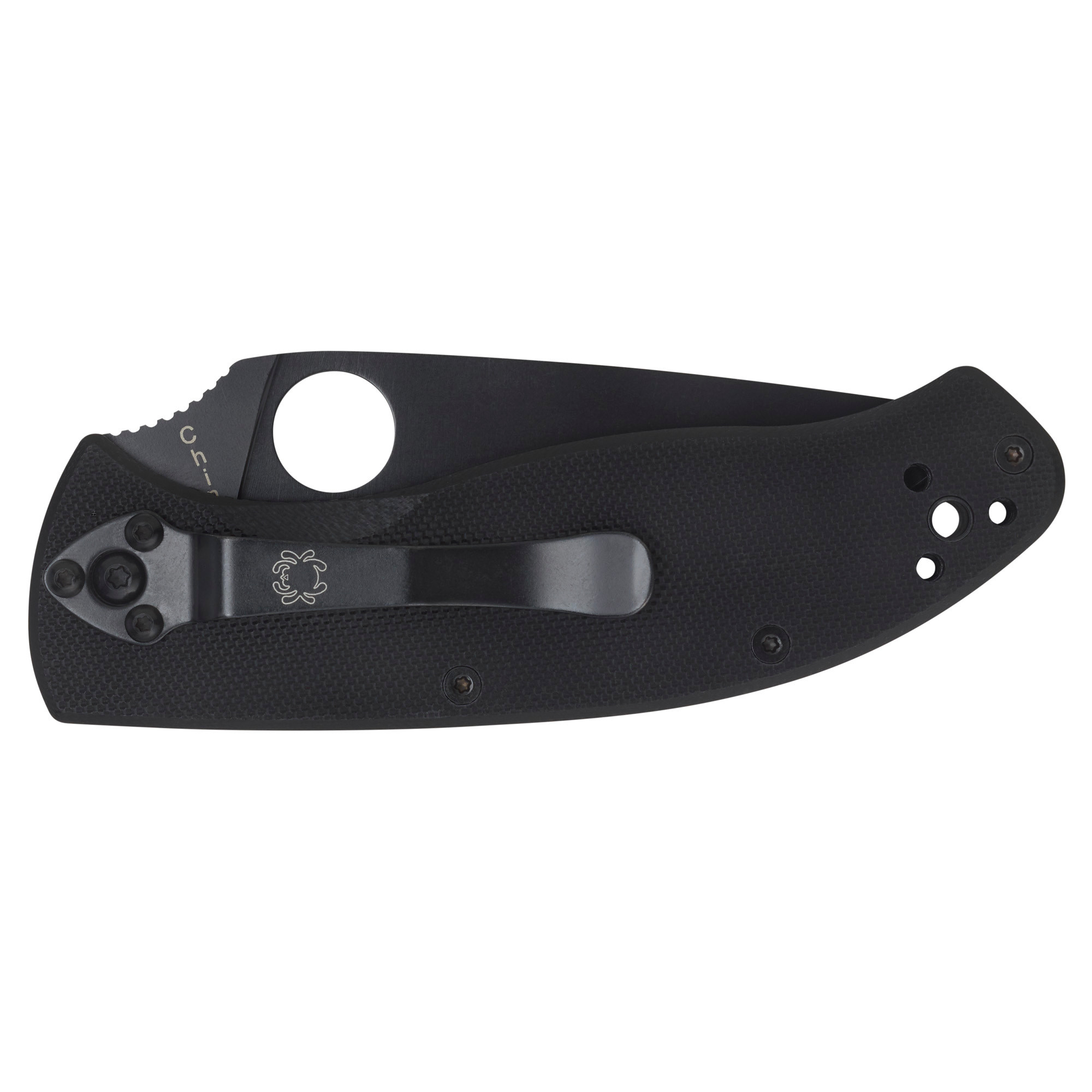 Spyderco C122GBBKPS Tenacious3.39" Folding Drop Point Part Serrated Black Matte 8Cr13MoV SS Blade BlackTextured G10 Handle Includes Pocket Clip