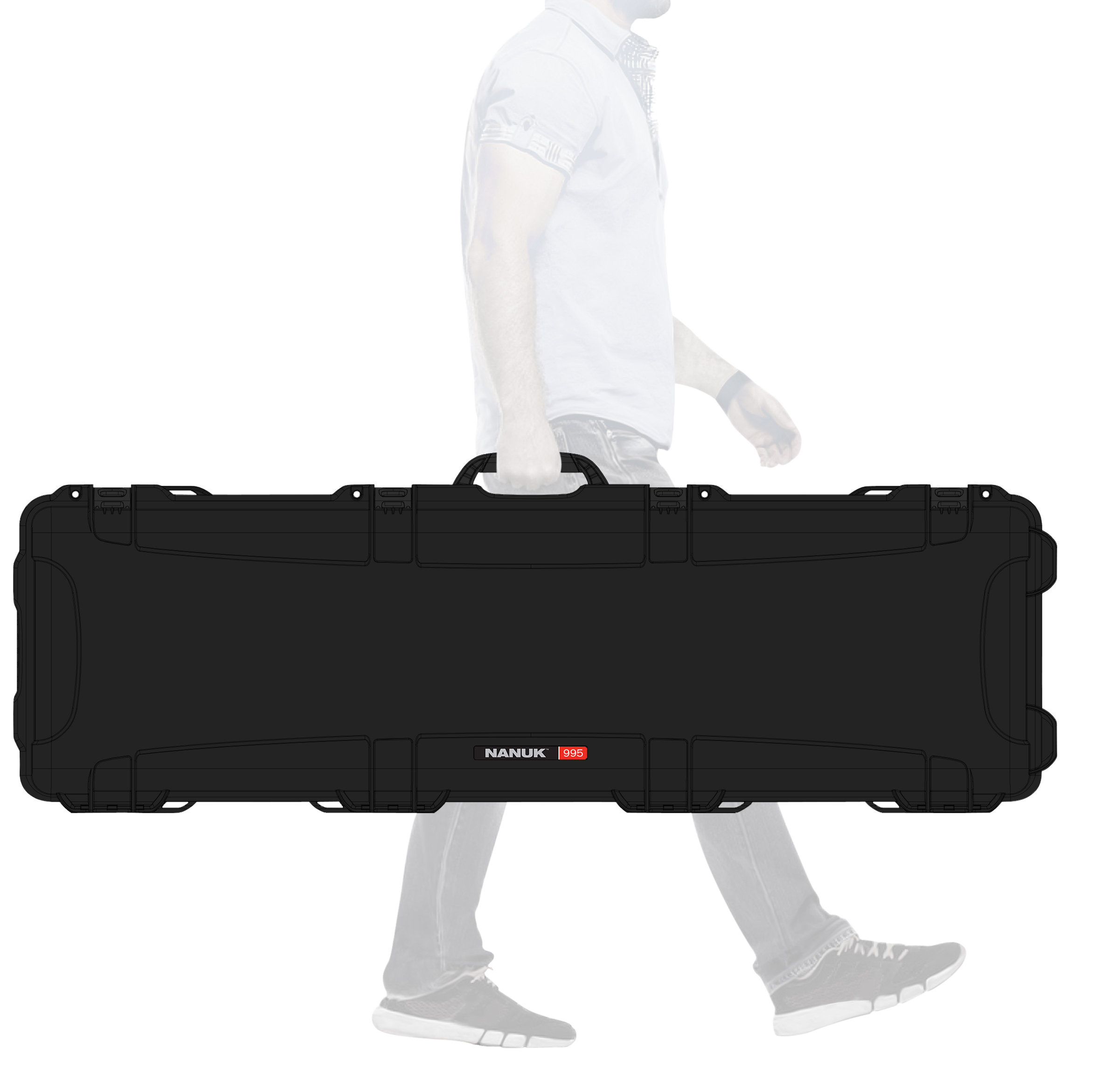 Nanuk 9951001 995Black Polymer with Foam Padding, Wheels & Handle 52" L x 14.50" W x 6" H Interior Dimensions