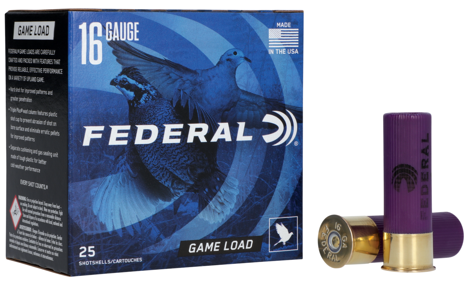 Federal H1608 Game-Shok Upland 16 Gauge 2.75" 1 oz 1165 fps 8 Shot 25ea