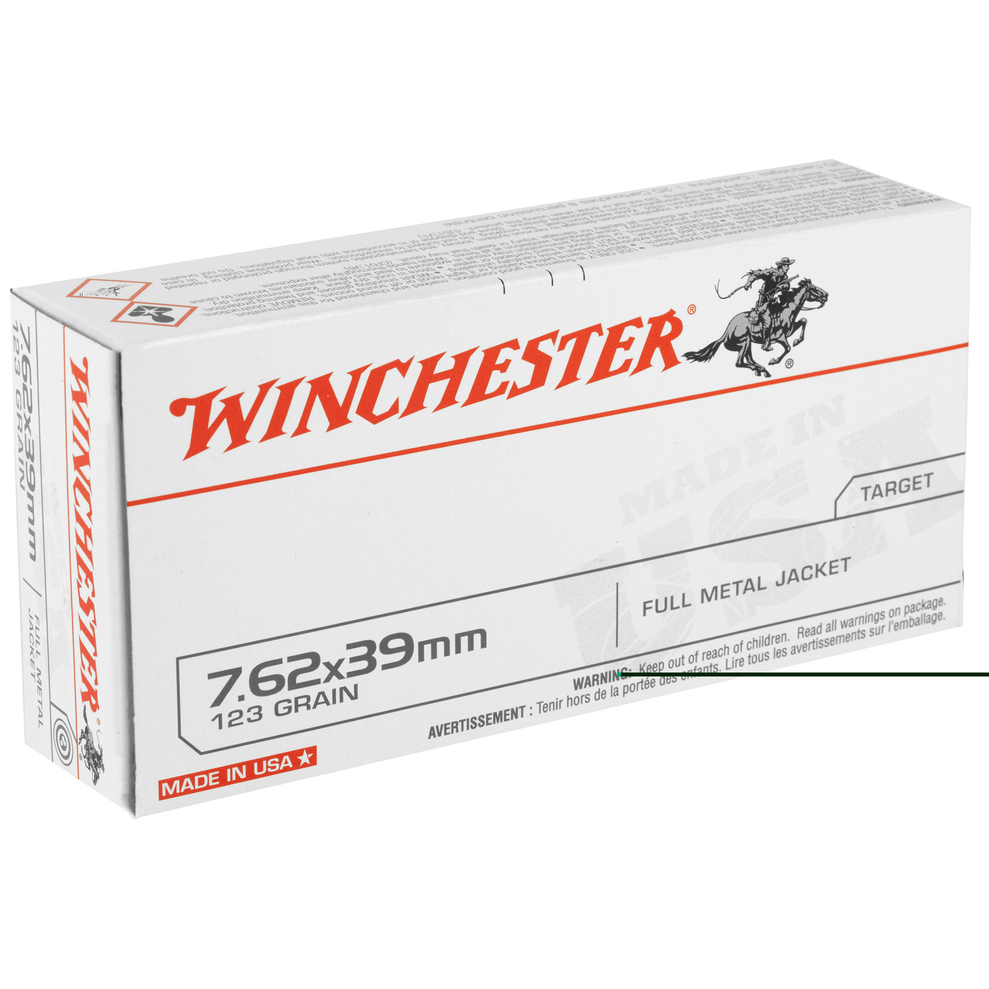 Winchester Ammo Q3174 USA7.62x39mm 123 gr 2355 fps FMJ20 Bx/10 Cs