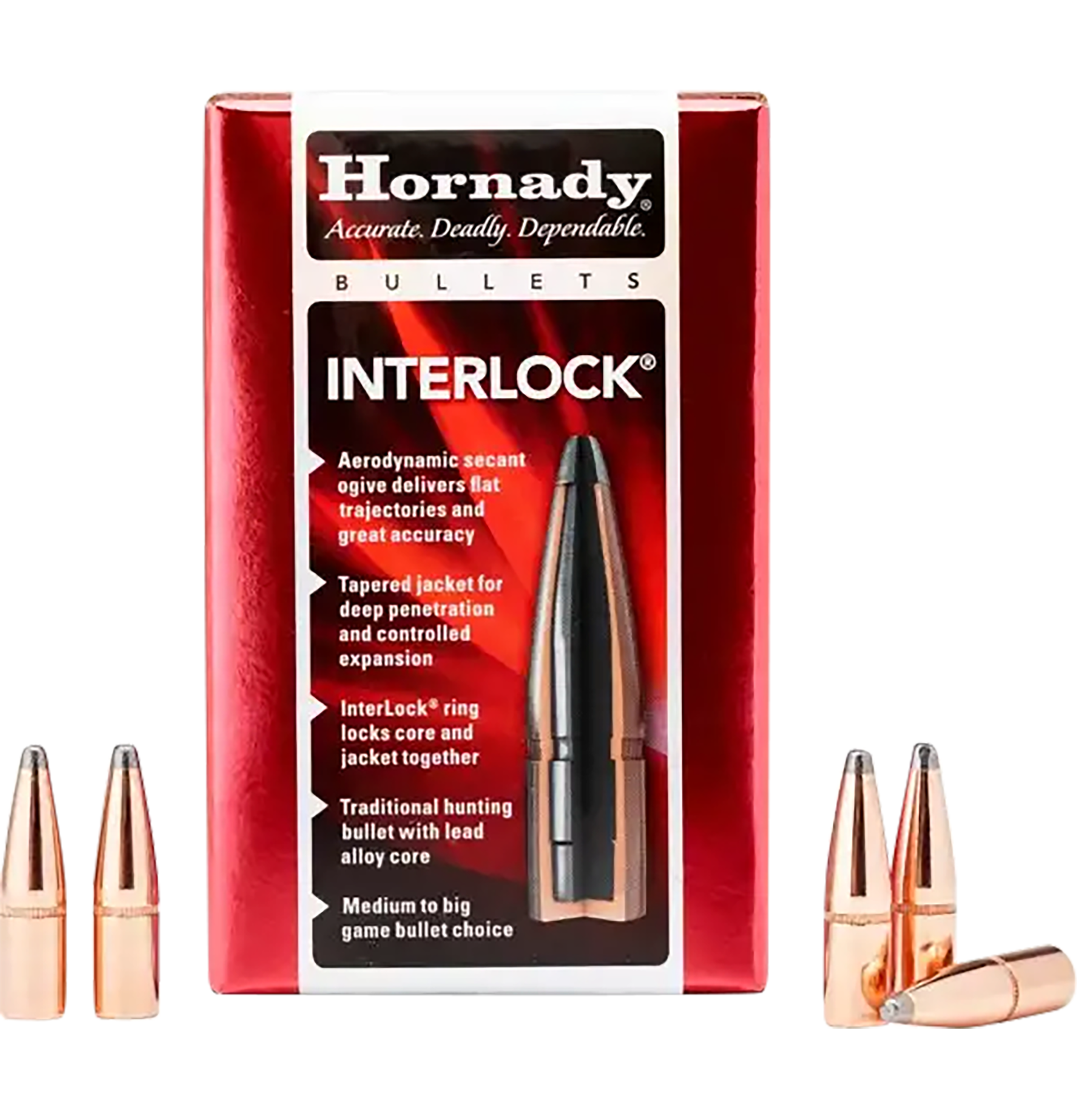 Hornady InterLock Bullets 45 Caliber (458 Diameter) 350 Grain Flat Nose Box of 50