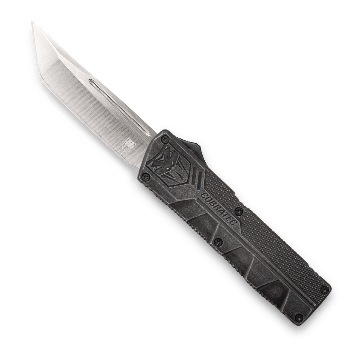 CobraTec Knives SWCTLWTNS Lightweight3.25" OTF Tanto Plain D2 Steel Blade/Stonewashed Aluminum Handle Includes Pocket Clip
