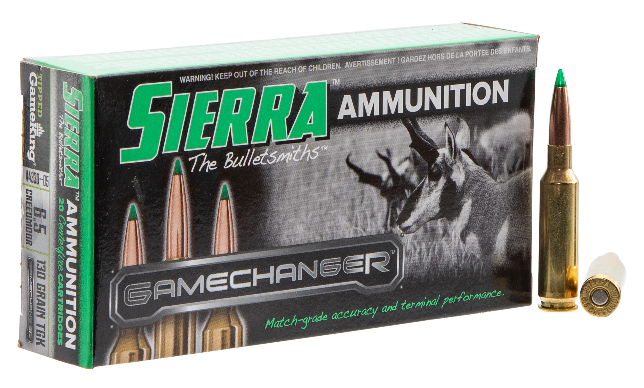 Sierra GameChanger Ammunition 6.5 Creedmoor 130 Grain Tipped GameKing 20RD