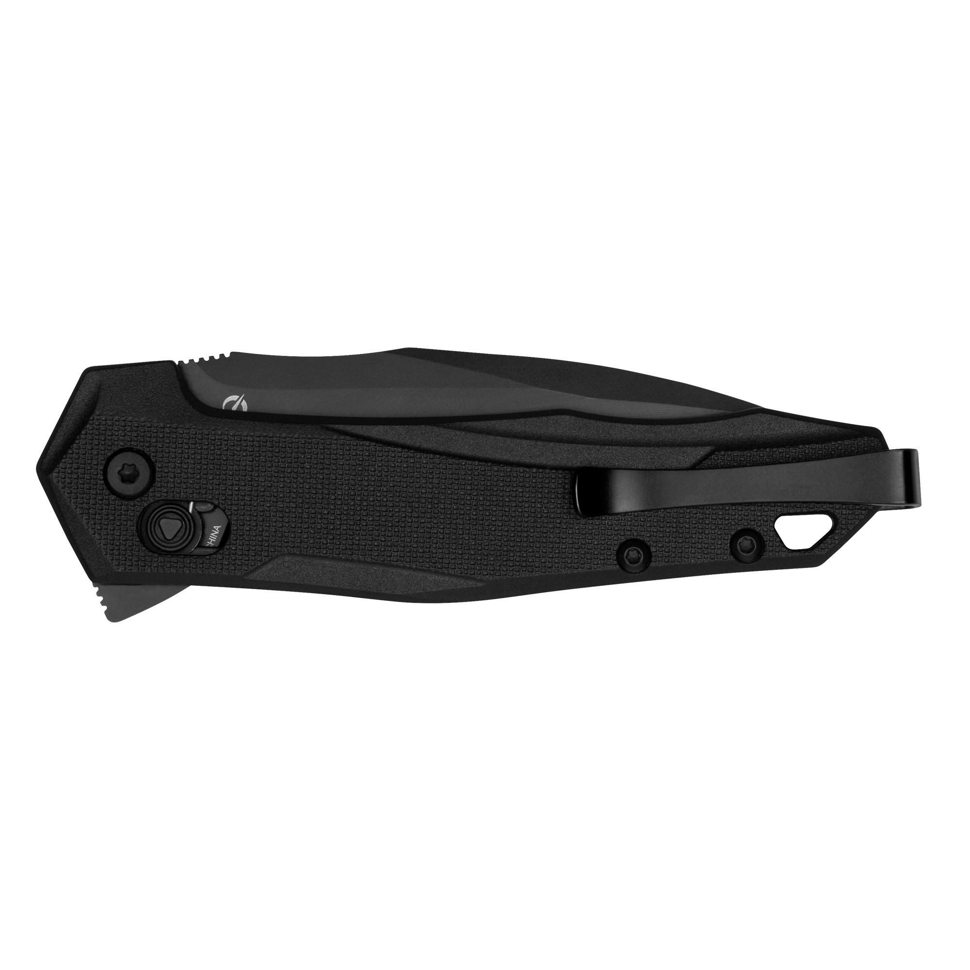 Kershaw 2041 MonitorMid-Size 3" Folding Spear Point Plain Black Oxide D2 Steel Blade/Black Textured Glass-Filled Nylon Handle Includes Pocket Clip
