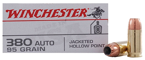 Winchester USA Ammunition 380 ACP 95 Grain Jacketed Hollow Point Box of 50