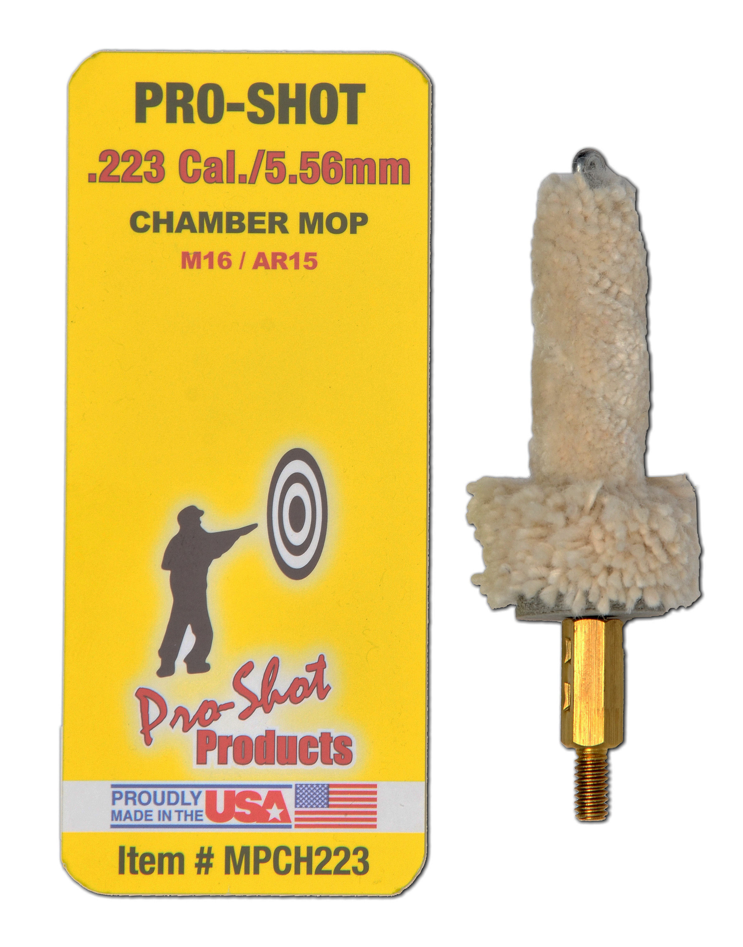 Pro-Shot Rifle Chamber Cleaning Mop 223 Remington, 5.56x45mm AR-15 or M16 8 x 32 Thread Cotton