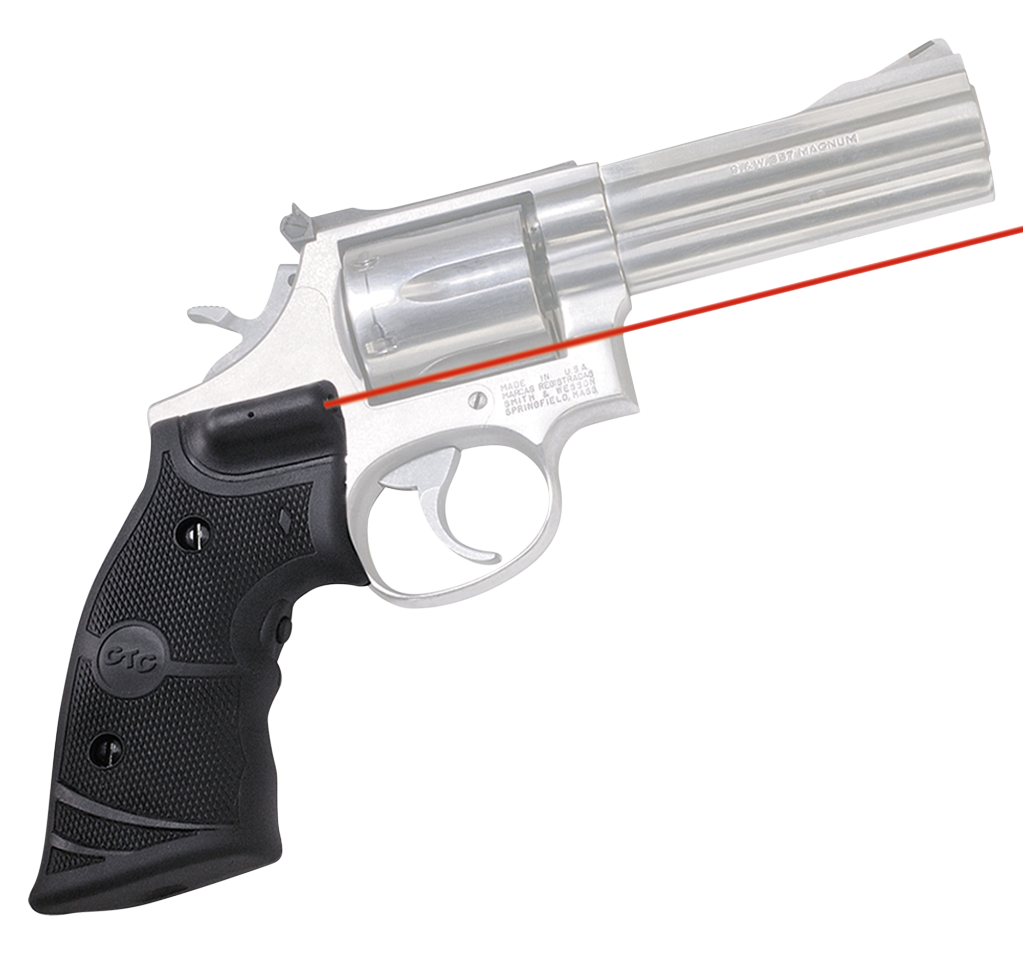 Crimson Trace LG308 Lasergrips5mW Red Laser with 633nM Wavelength & 50 ft Range Black Finish forRound Butt S&W Hog Hunter K & L Frame