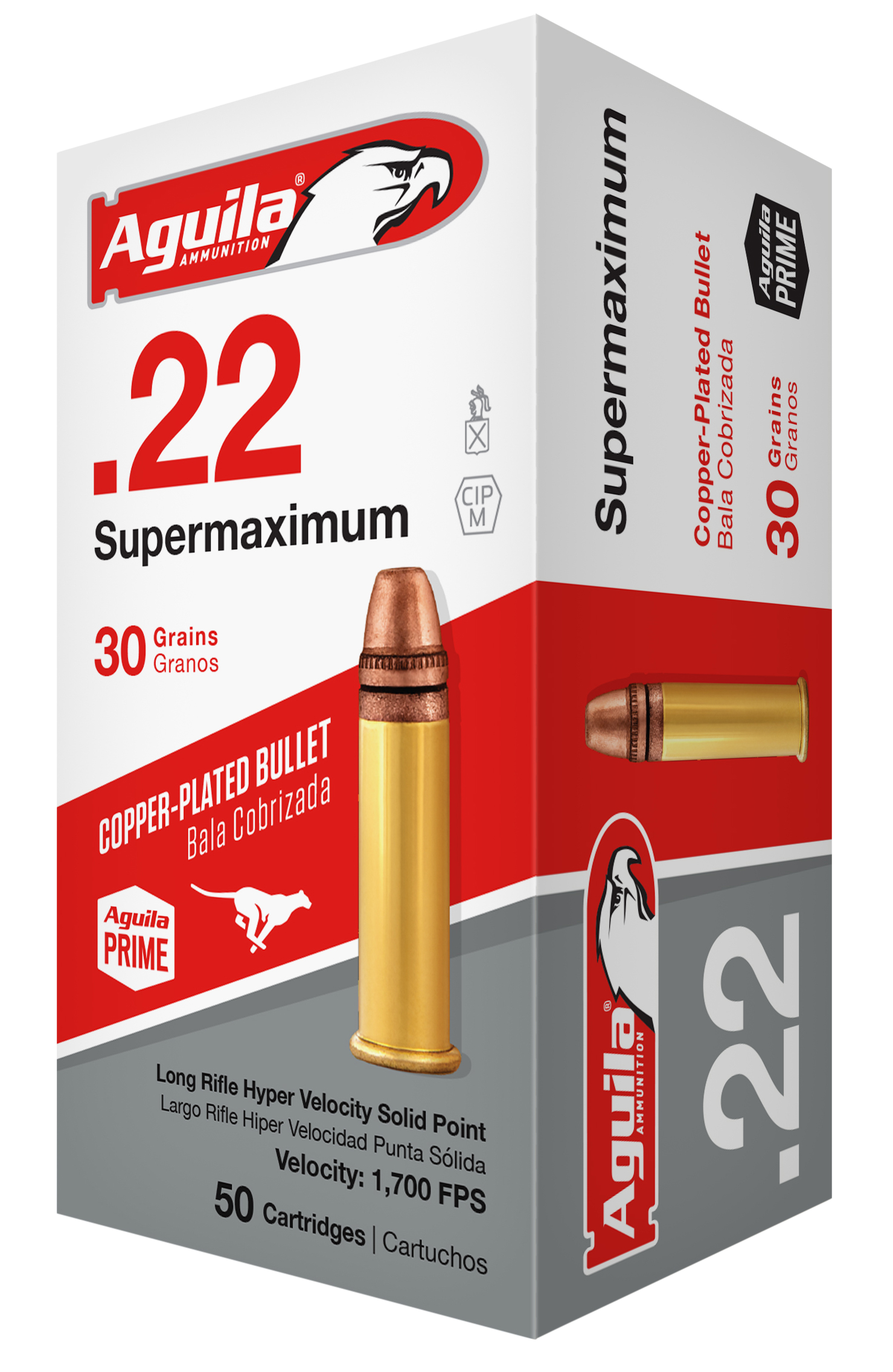 Aguila Super Maximum Ammunition 22 Long Rifle 30 Grain Plated Lead Round Nose