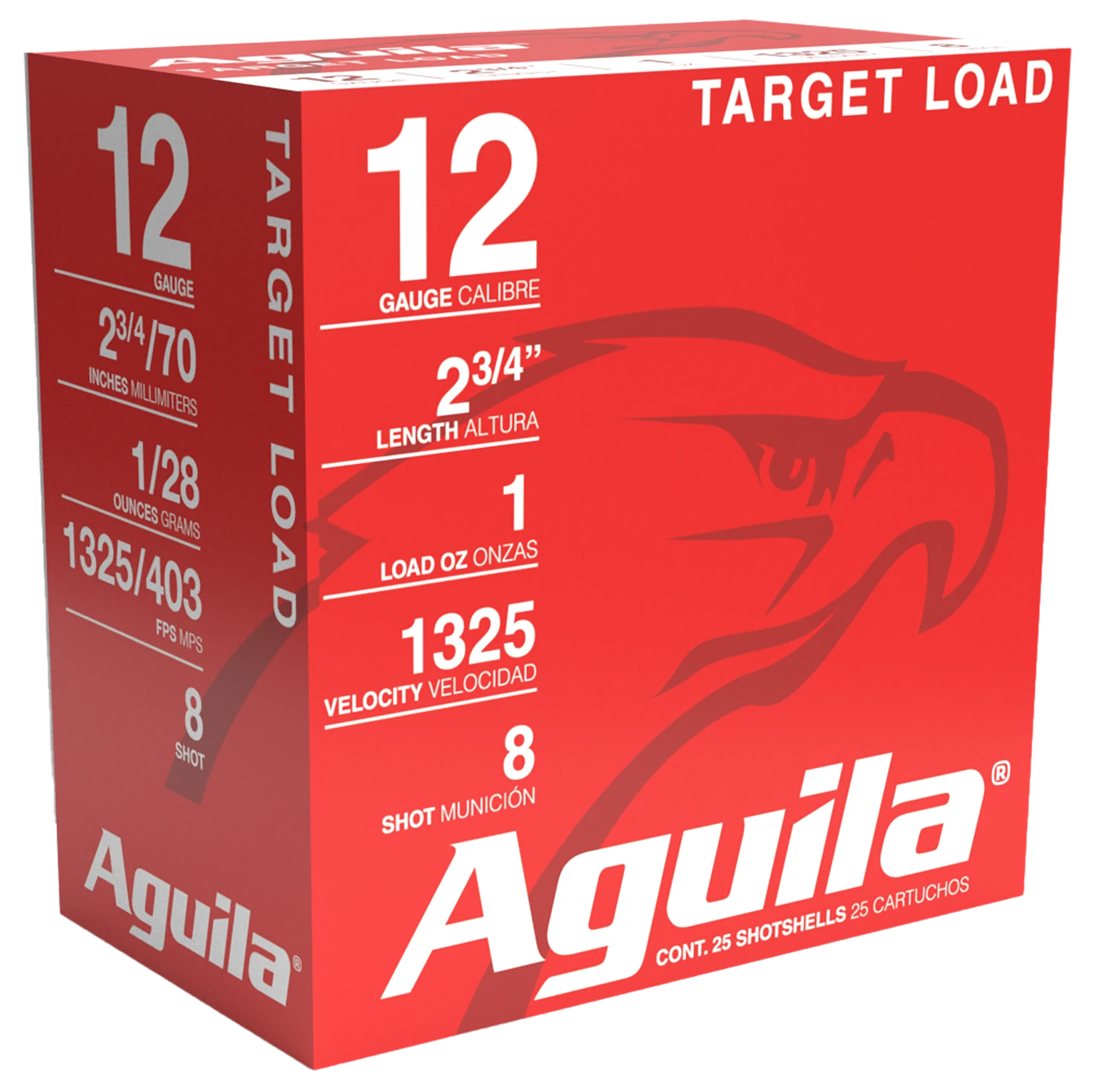 Aguila 1CHB1286 Sporting Clays High Velocity 12 Gauge 2.75" 1 oz 8 Shot 25 Per Box/ 10 Cs