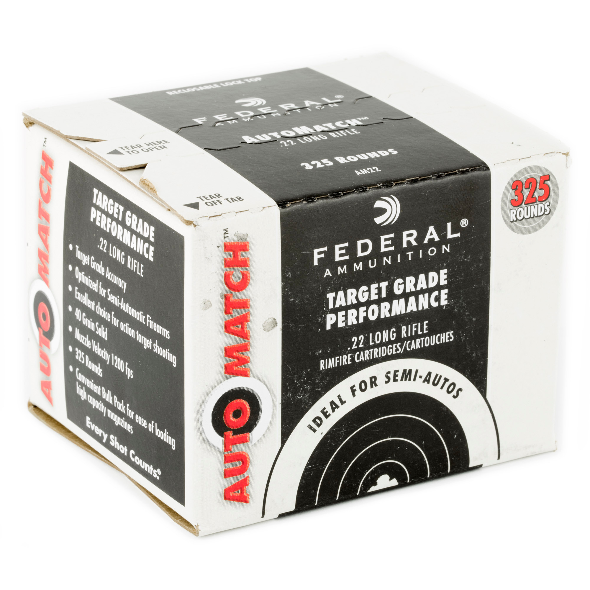 Federal AM22 Champion Training Auto Match 22 LR 40 gr Lead Round Nose (LRN) 325 Per Box/ 10 Cs