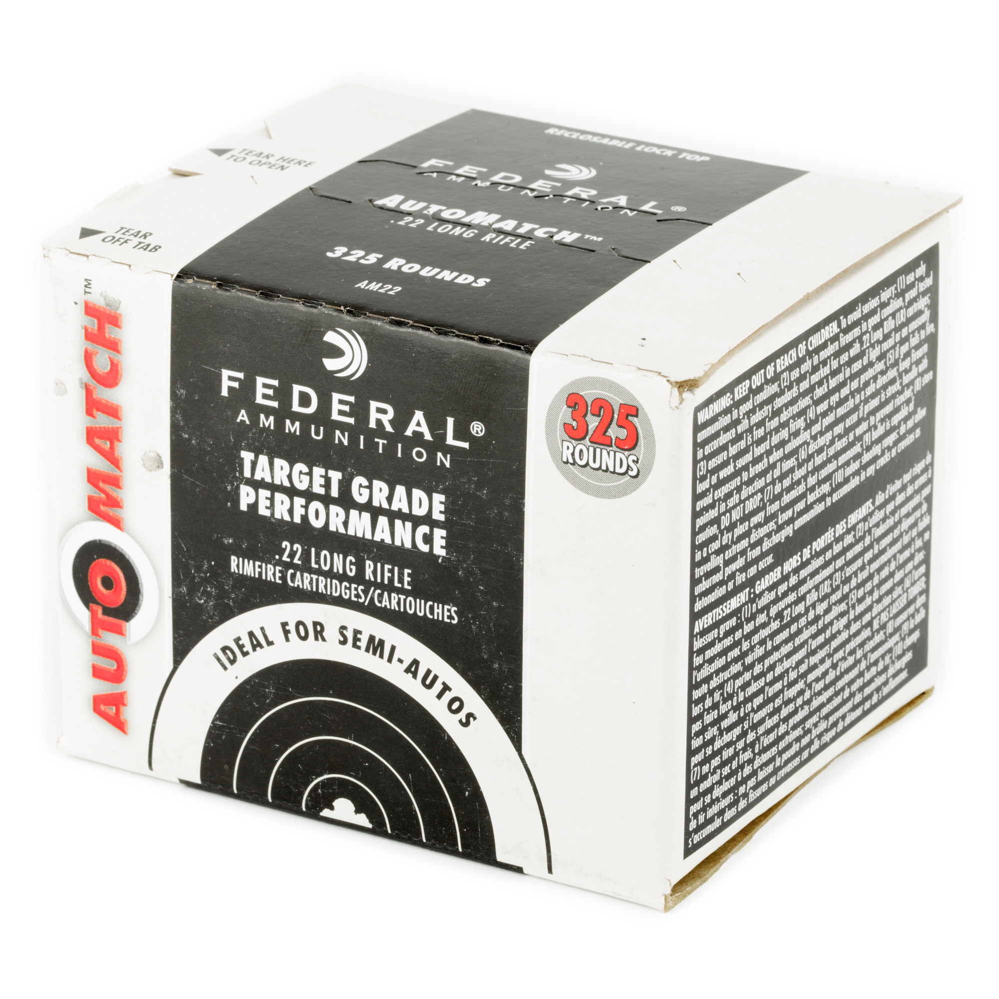 Federal AM22 Champion Training Auto Match 22 LR 40 gr Lead Round Nose (LRN) 325 Per Box/ 10 Cs