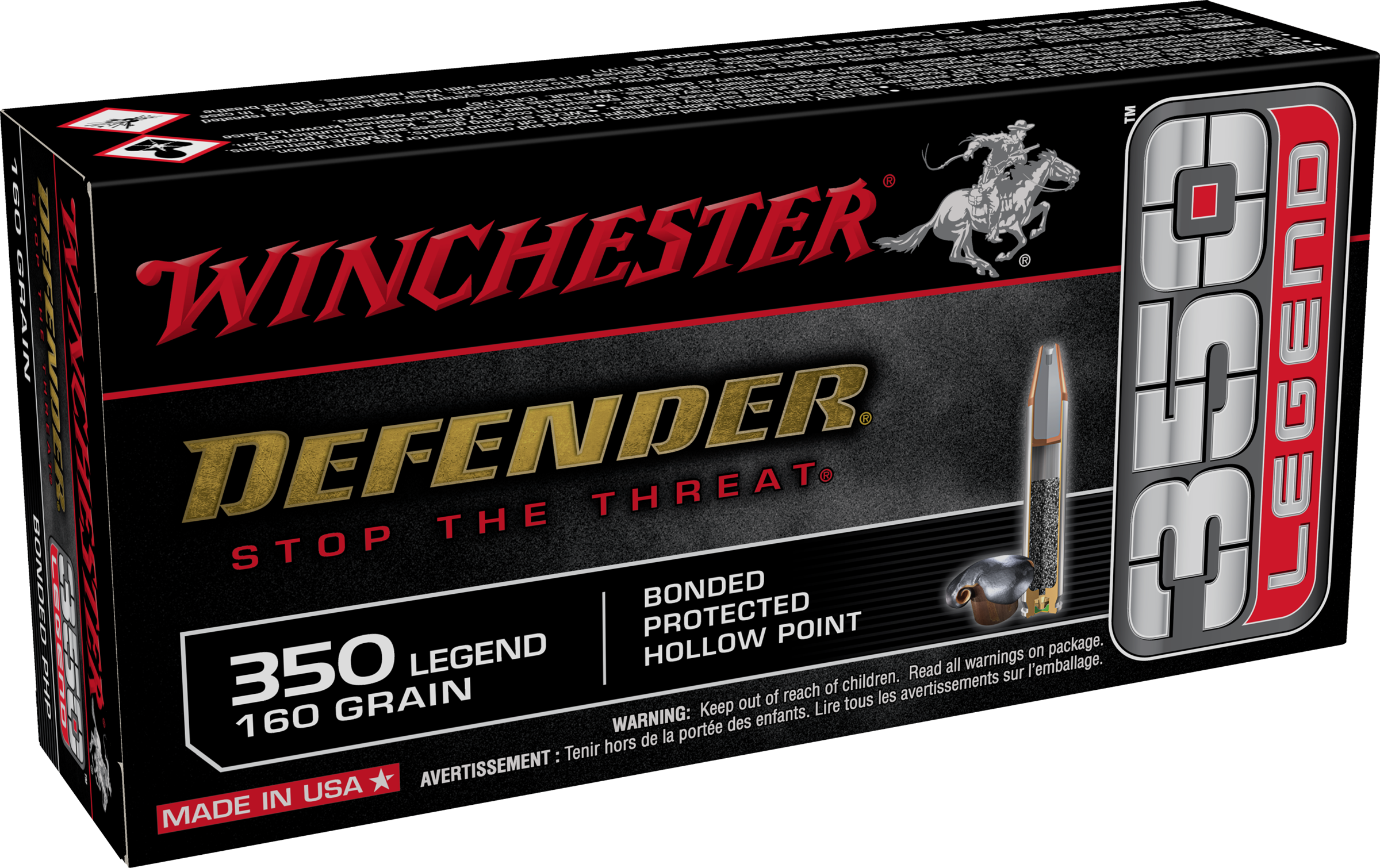 Winchester Defender Ammunition 350 Legend 160 Grain Bonded Jacketed Hollow Point 20RD