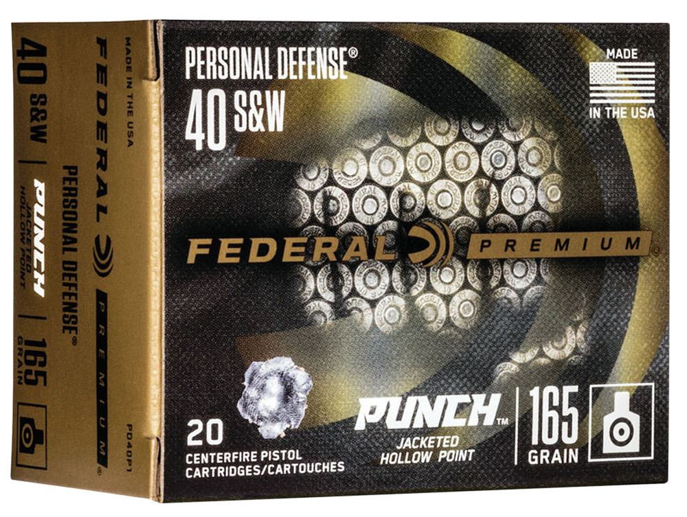 Federal Personal Defense Punch Ammunition 40 S&W 165 Grain Jacketed Hollow Point 20RD