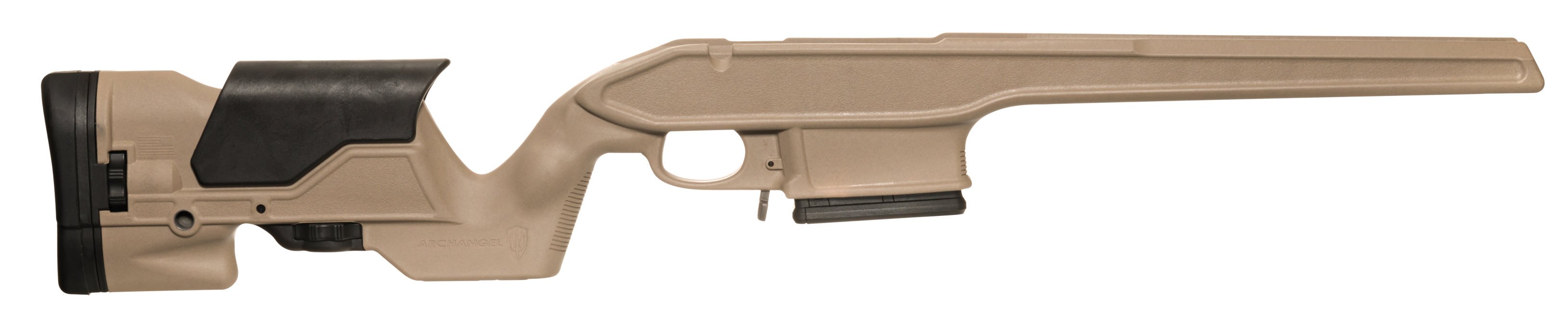 Archangel AAT3DT Precision StockDesert Tan Synthetic Fixed with Adjustable Cheek Riser for Tikka T3 Includes Mag