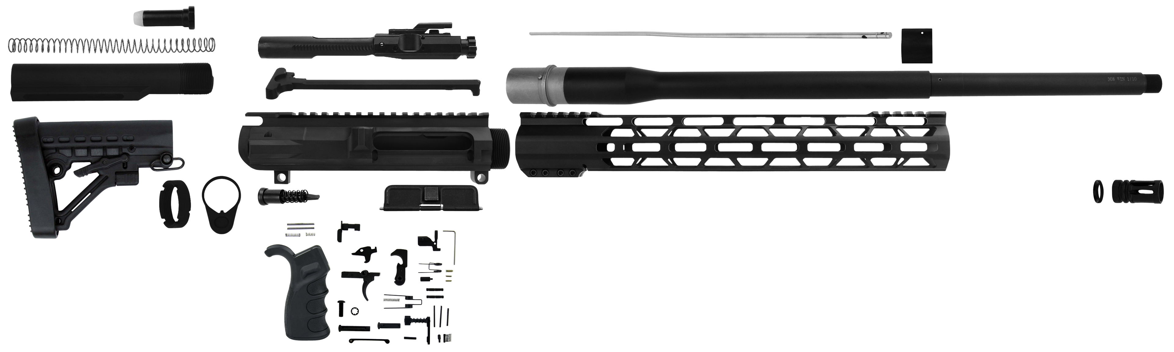 TacFire SSRK308LPK20BN AR Build Kit Rifle 308 Win AR-10 Black Nitride Aluminum 5/8"-24 tpi *Sports South Exclusive.