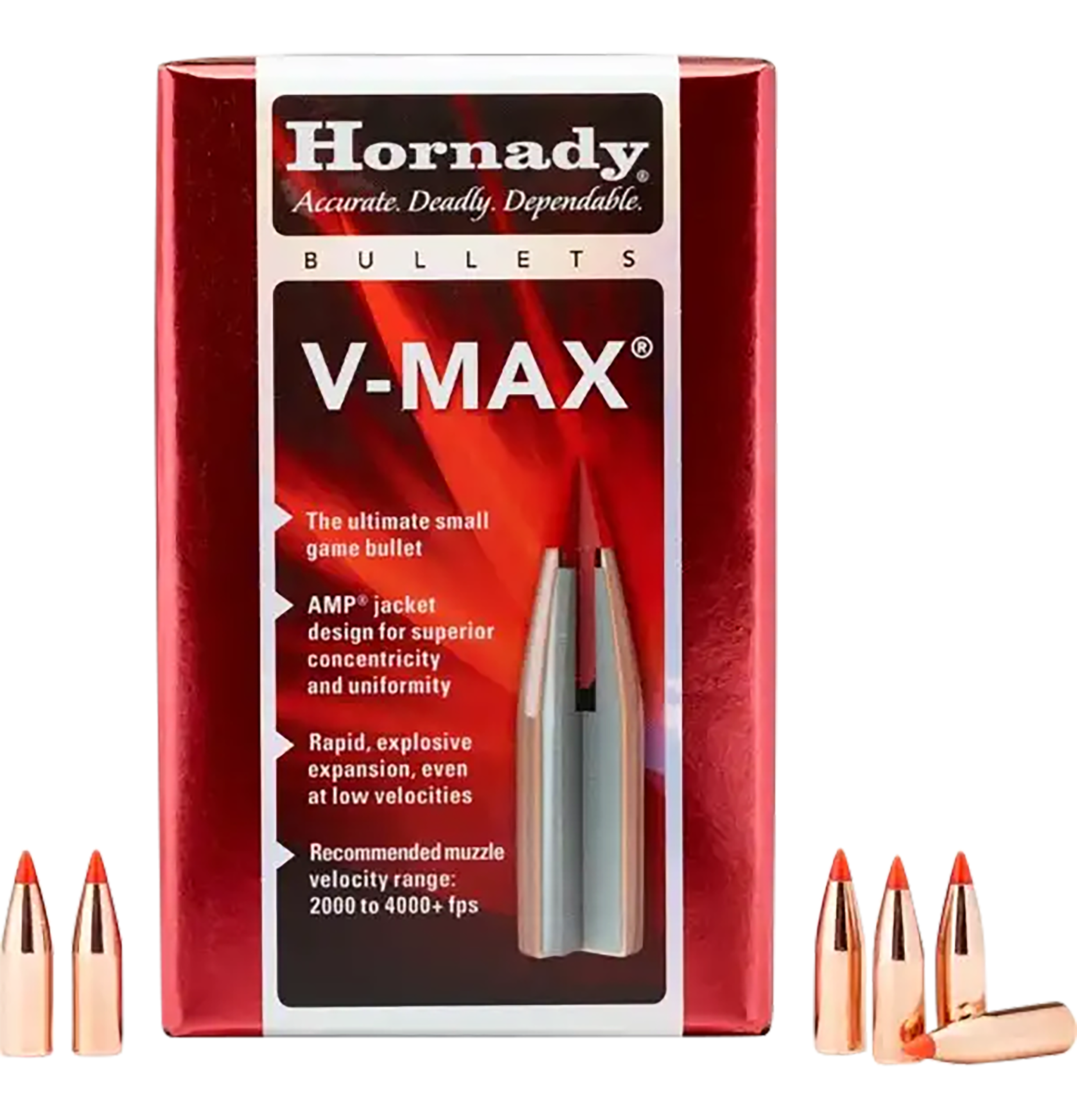 Hornady V-MAX Bullets 17 Caliber (172 Diameter) 25 Grain Flat Base Box of 100