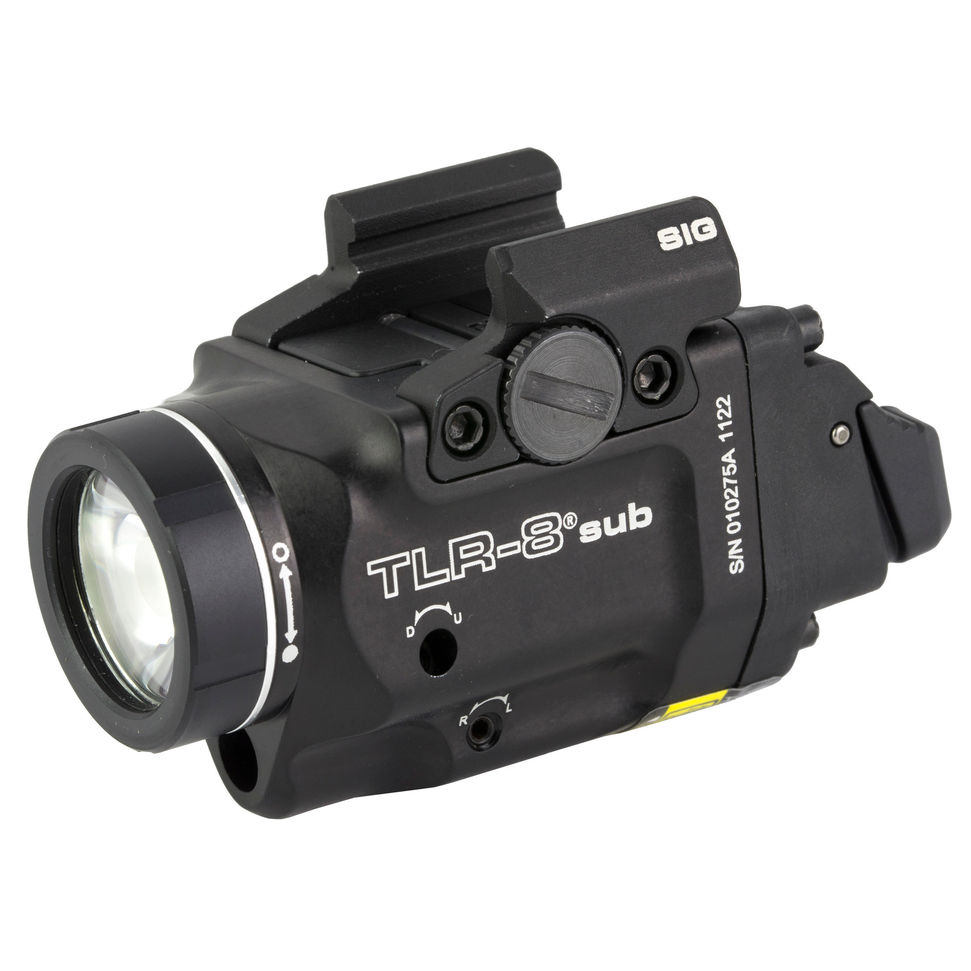 Streamlight 69417 TLR-8 Sub w/Laser Red Laser 500 Lumens, 640-660nM Wavelength, Black 141 Meters Beam Distance, Fits Sig P365/P365XL Handgun Rail Clamp Mount