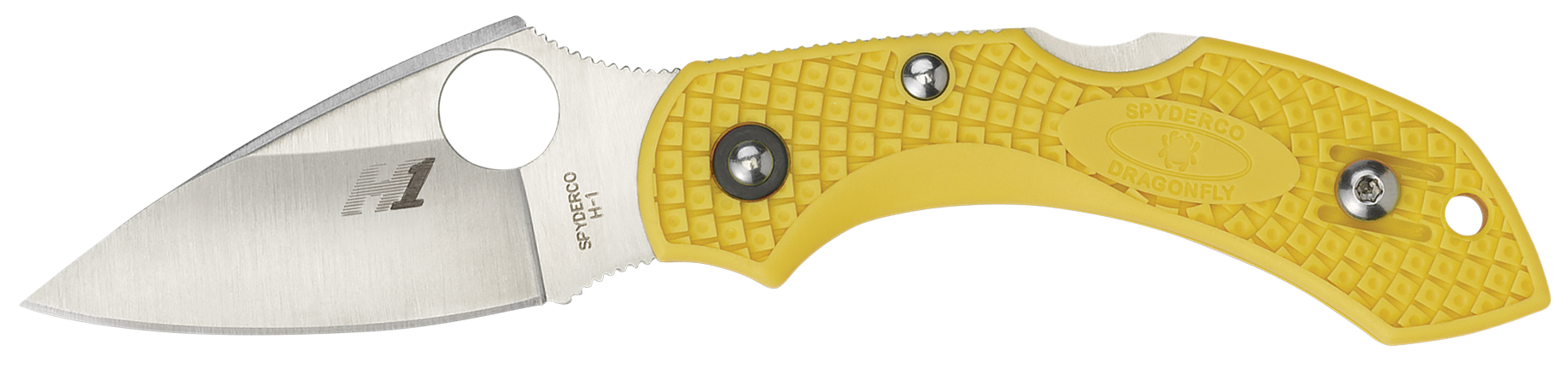 Spyderco C28SYL2 Dragonfly 2 Salt 2.25" Folding Clip Point Serrated H1 Steel Blade Yellow Bi-Directional Texturing FRN Handle Includes Pocket Clip