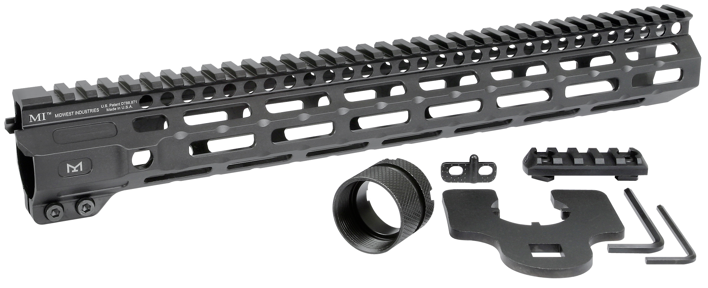 Midwest Industries INC MICRM14 M-Series AR-15 6061 Aluminum Black Hard Coat Anodized 14"