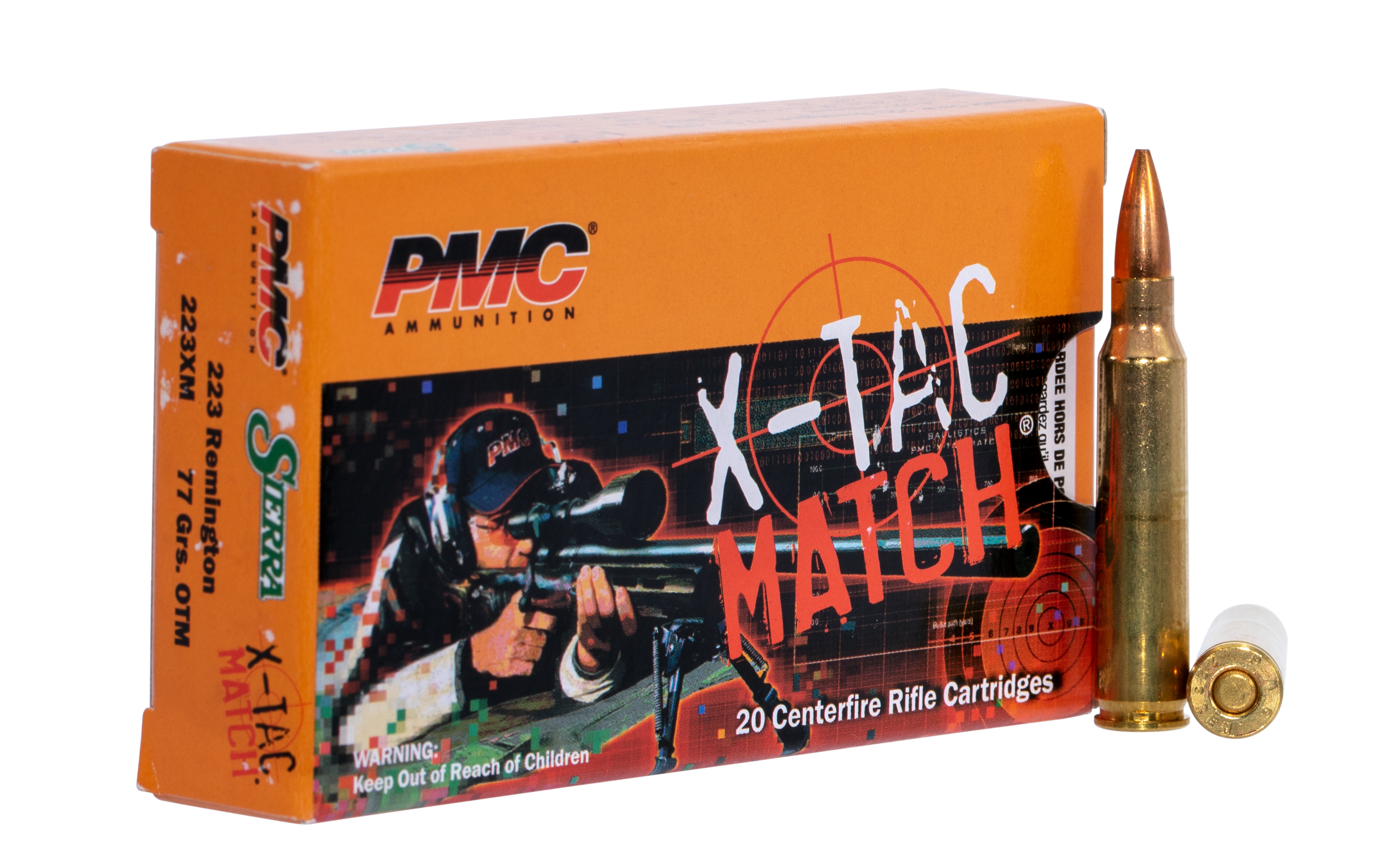 PMC 223XM X-Tac Match Competition 223 Rem 77 gr Open Tip Match (OTM) 20 Per Box/ 40 Cs