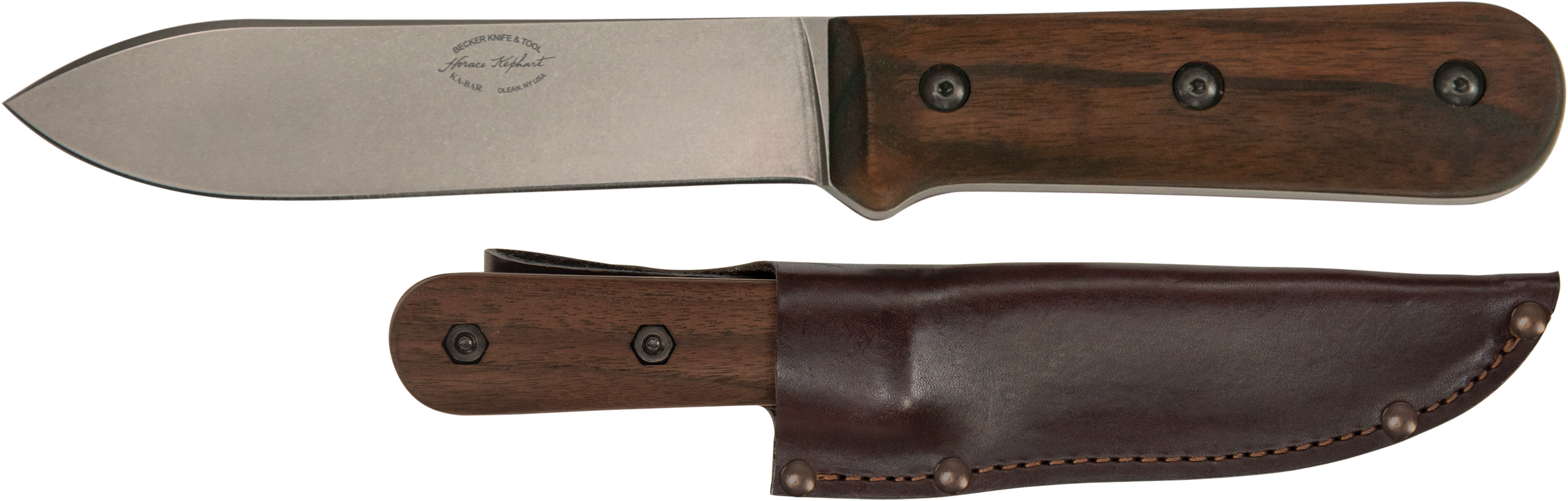 Ka-Bar BK62 Becker Kephart 5.13" Drop Point Plain 1095 Cro-Van Walnut Handle Fixed