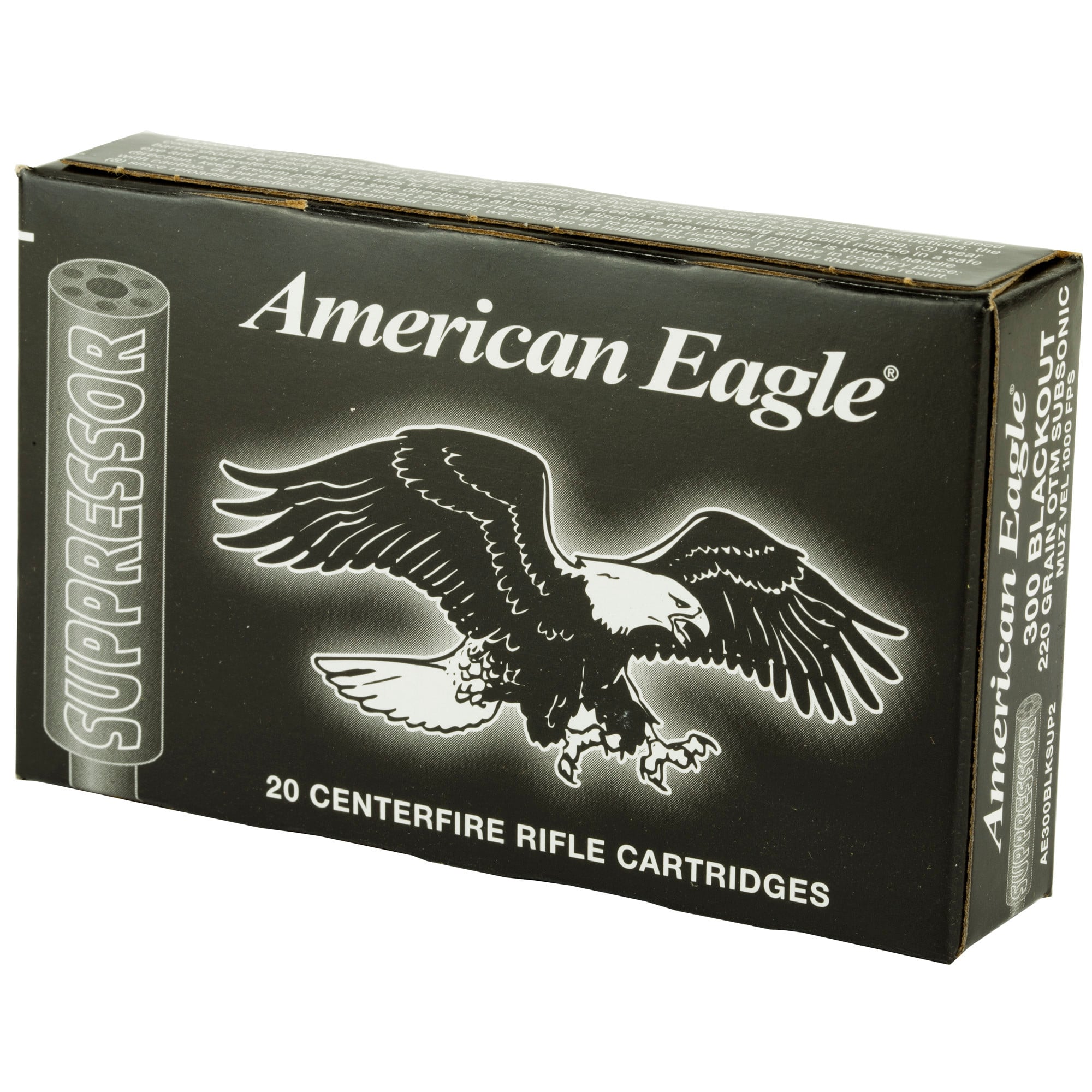 Federal American Eagle Suppressor Ammunition 300 AAC Blackout Subsonic 220 Grain Open Tip Match