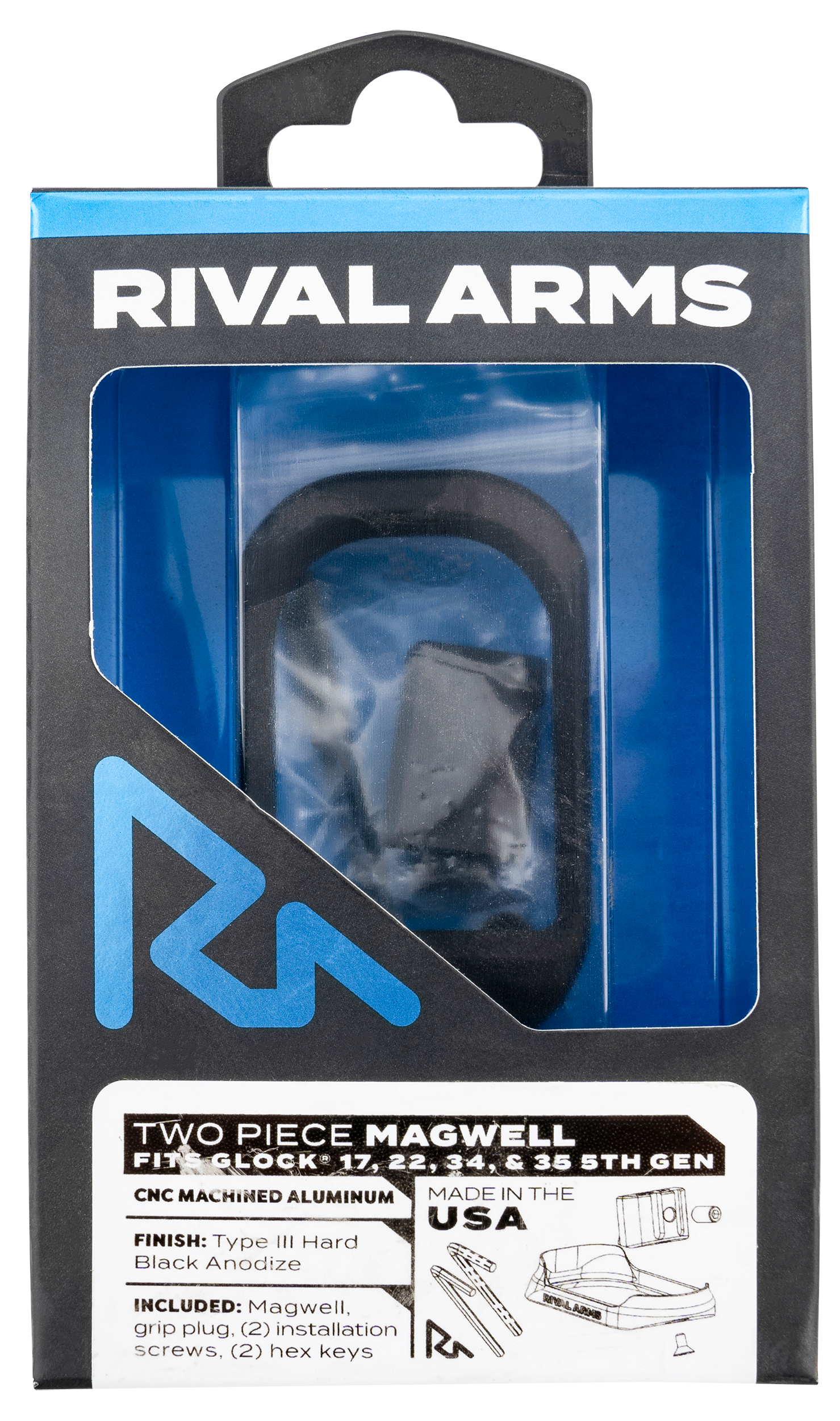 Rival Arms RARA70G121A Two Piece Magwellmade of Aluminum with Anodized Black Finish for Glock 17, 22, 34 & 35 Gen5