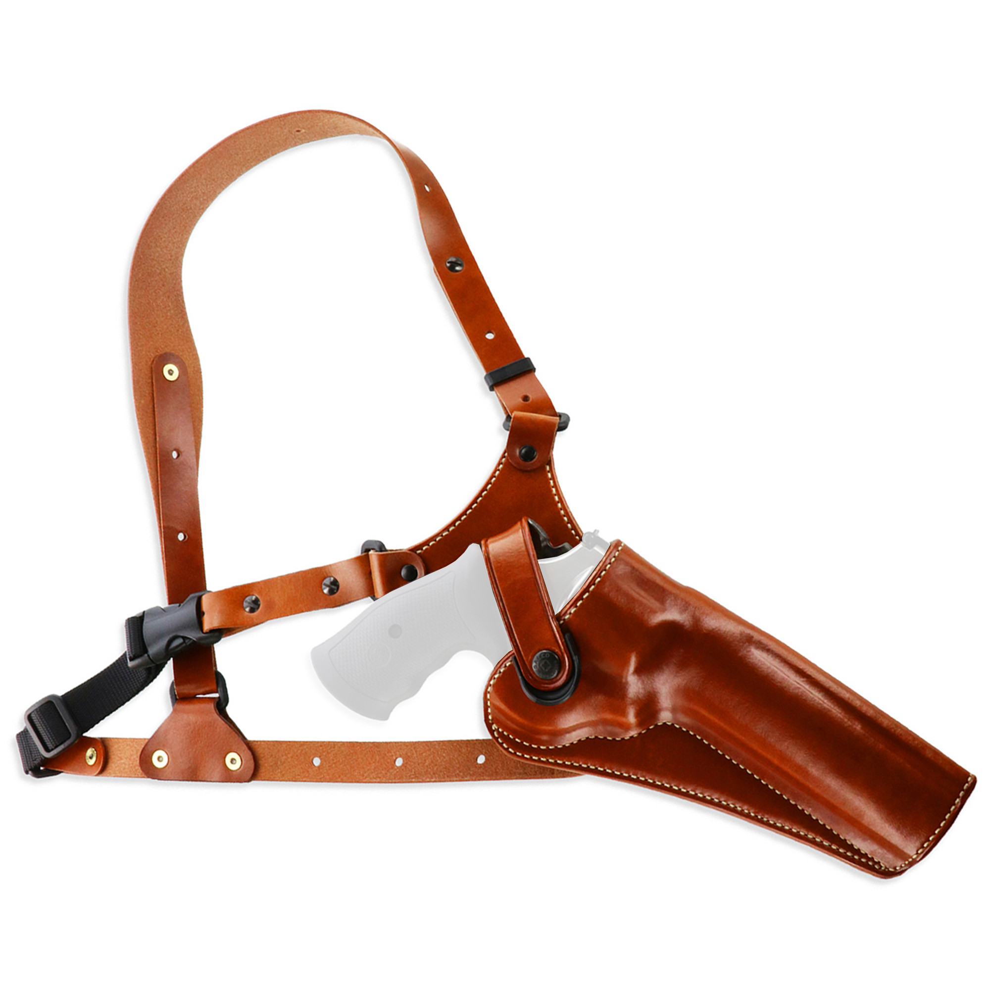 Galco GA128 Great AlaskanSize Fits Chest Up To 54" Tan Leather Shoulder/Torso Strap Fits Ruger GP100 Fits S&W L Frame Right Hand