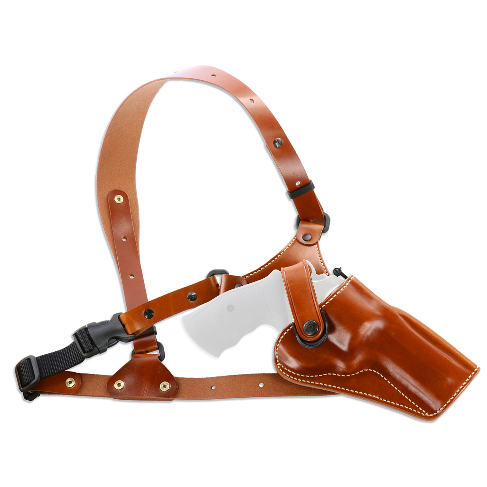 Galco GA128 Great AlaskanSize Fits Chest Up To 54" Tan Leather Shoulder/Torso Strap Fits Ruger GP100 Fits S&W L Frame Right Hand