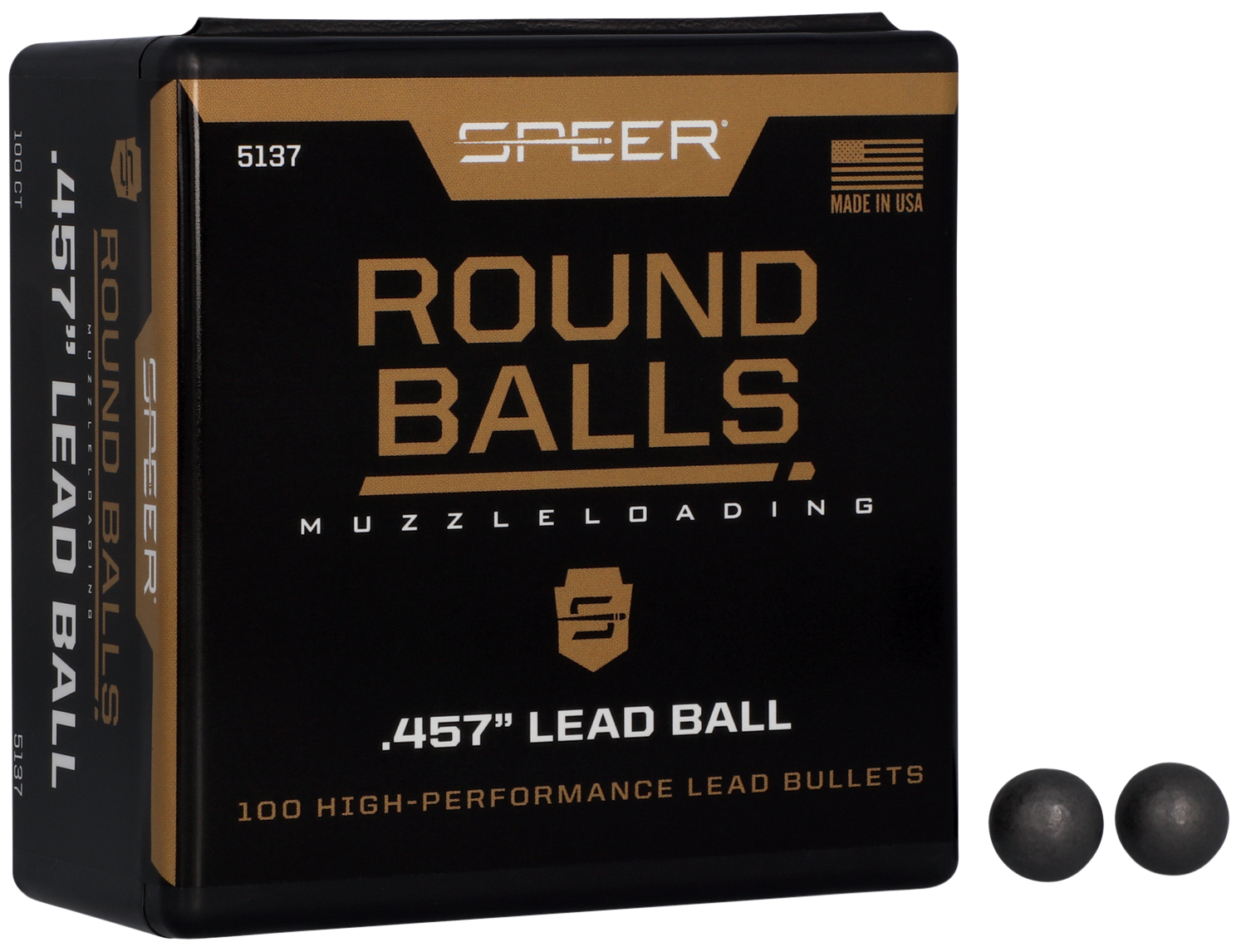 Speer Bullets 5137 Muzzleloader 45 Black Powder Lead Ball 144 GR 100 Speer 5137 .457 Round Balls 100