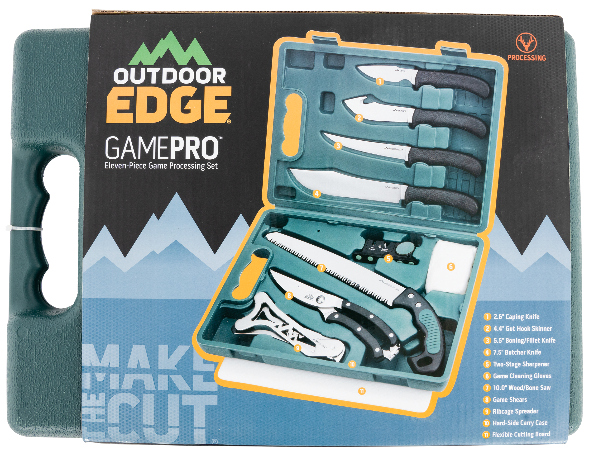 Outdoor Edge GP1 Game Pro Game Processor Kit 420J2 Stainless Steel Black Nonslip TPR