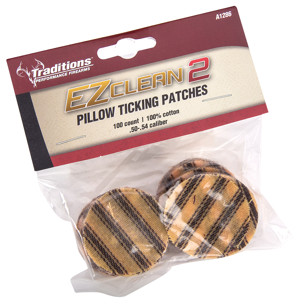 Traditions A1286 EZ Clean 2 Pillow Ticking Patches .50-.54 Cal Cotton 100 Per Pack