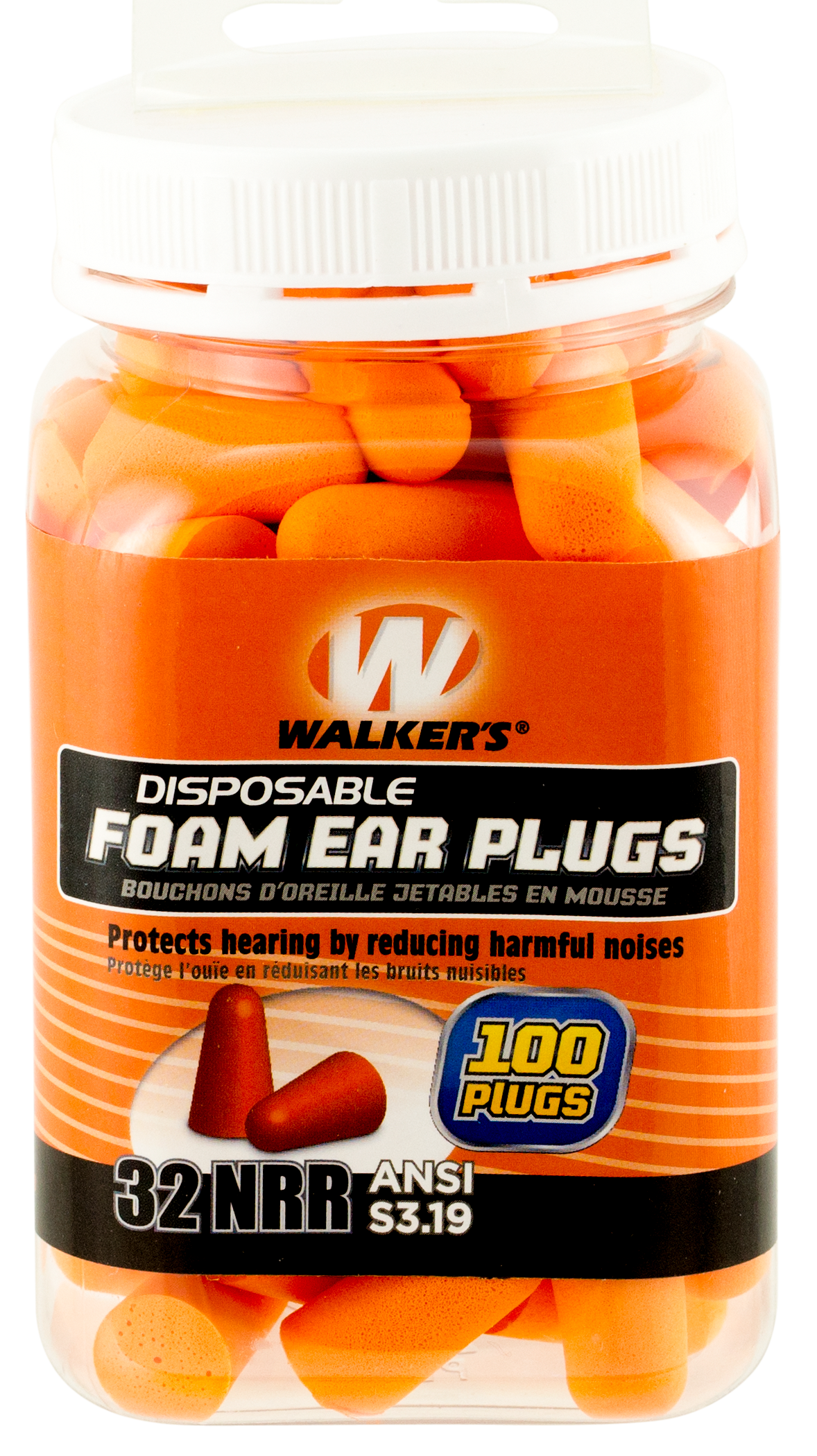Walker's GWPFP50PK Foam Ear PlugsFoam 33 dB Orange 50 Pair